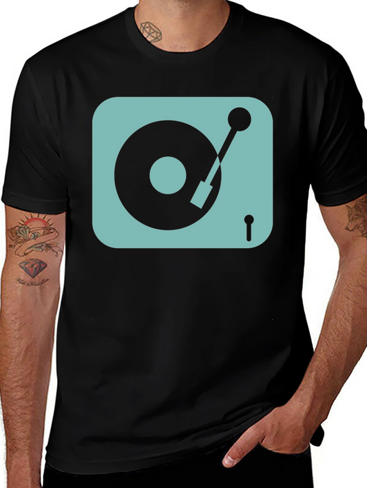 Retro Turntable Graphic Tee - Black