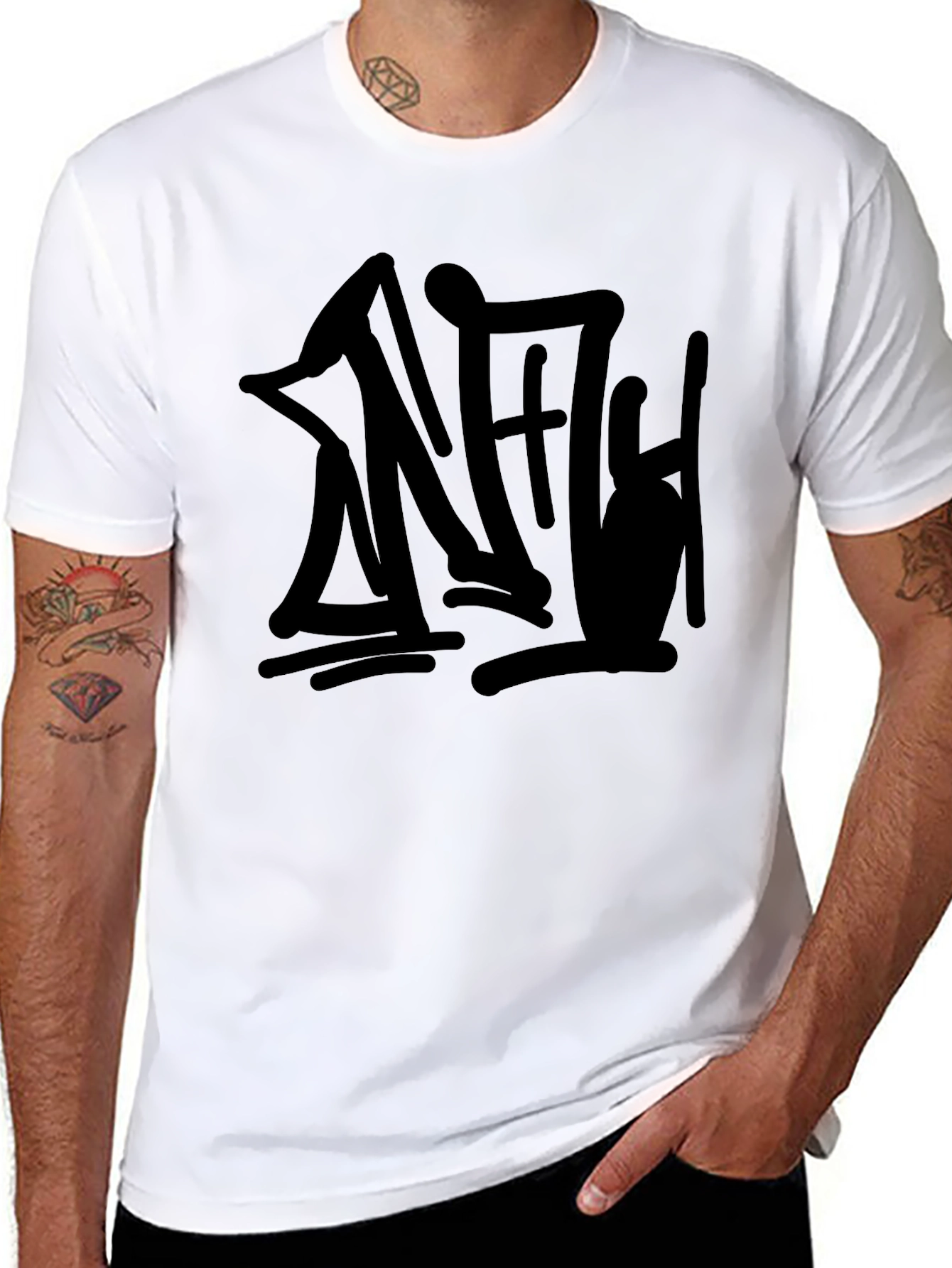 Black T-Shirt with Abstract Graphic