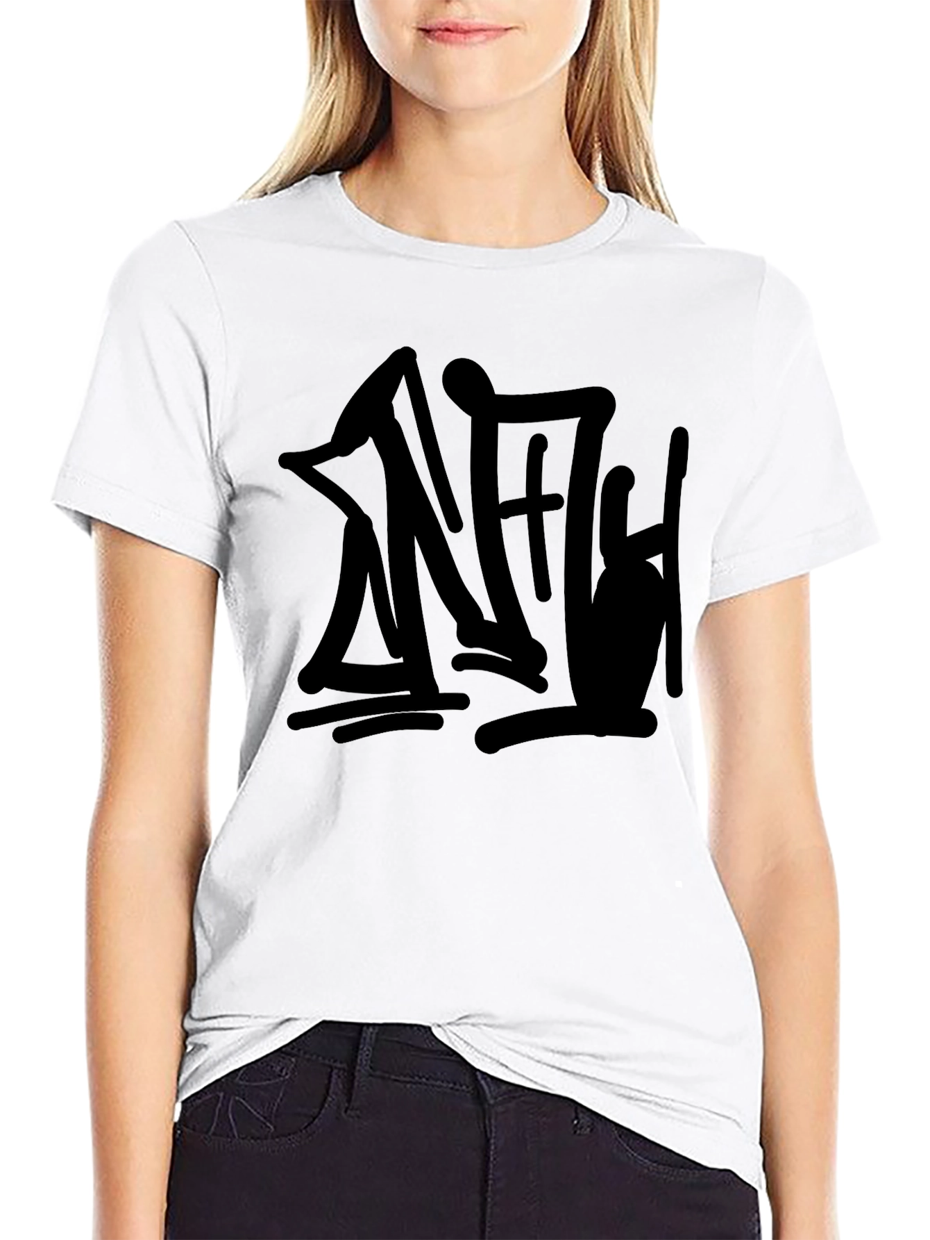 Black T-Shirt with Abstract Graphic