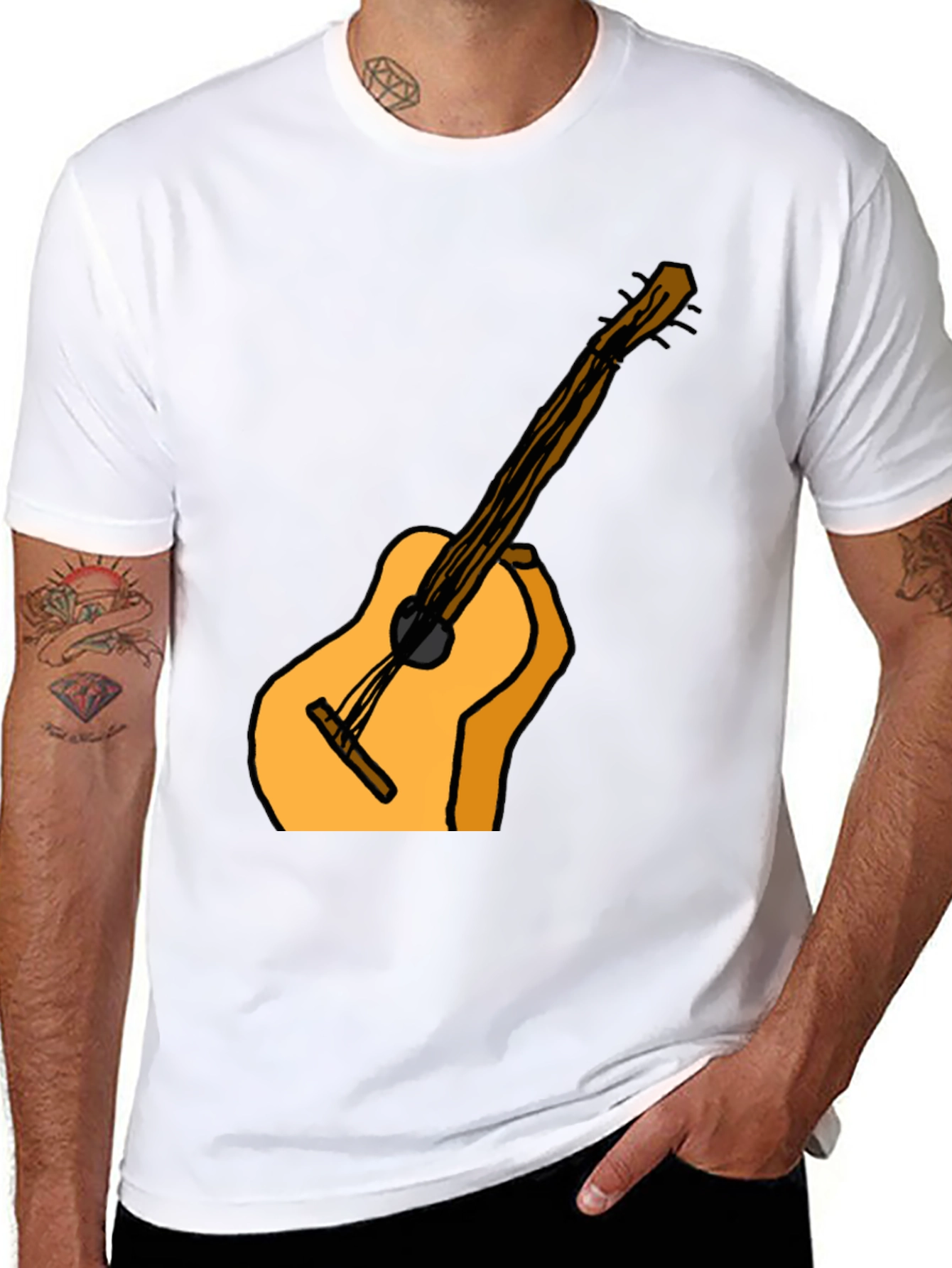 Guitar Graphic Tee - Casual Black T-Shirt