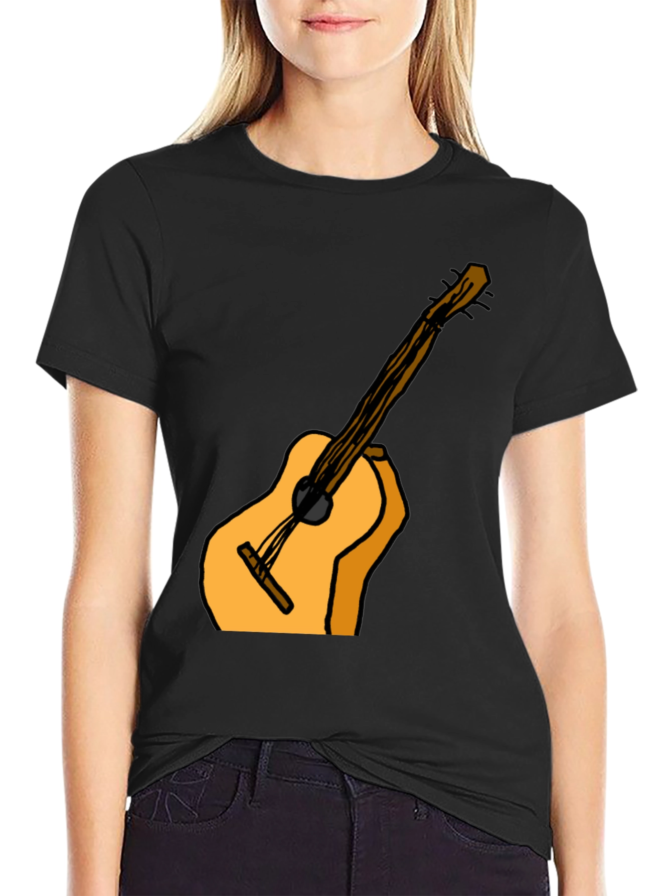 Guitar Graphic Tee - Casual Black T-Shirt