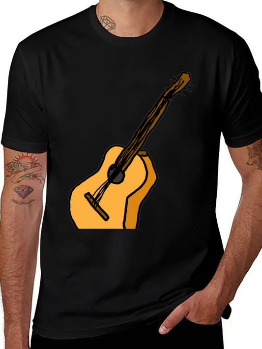 Guitar Graphic Tee - Casual Black T-Shirt