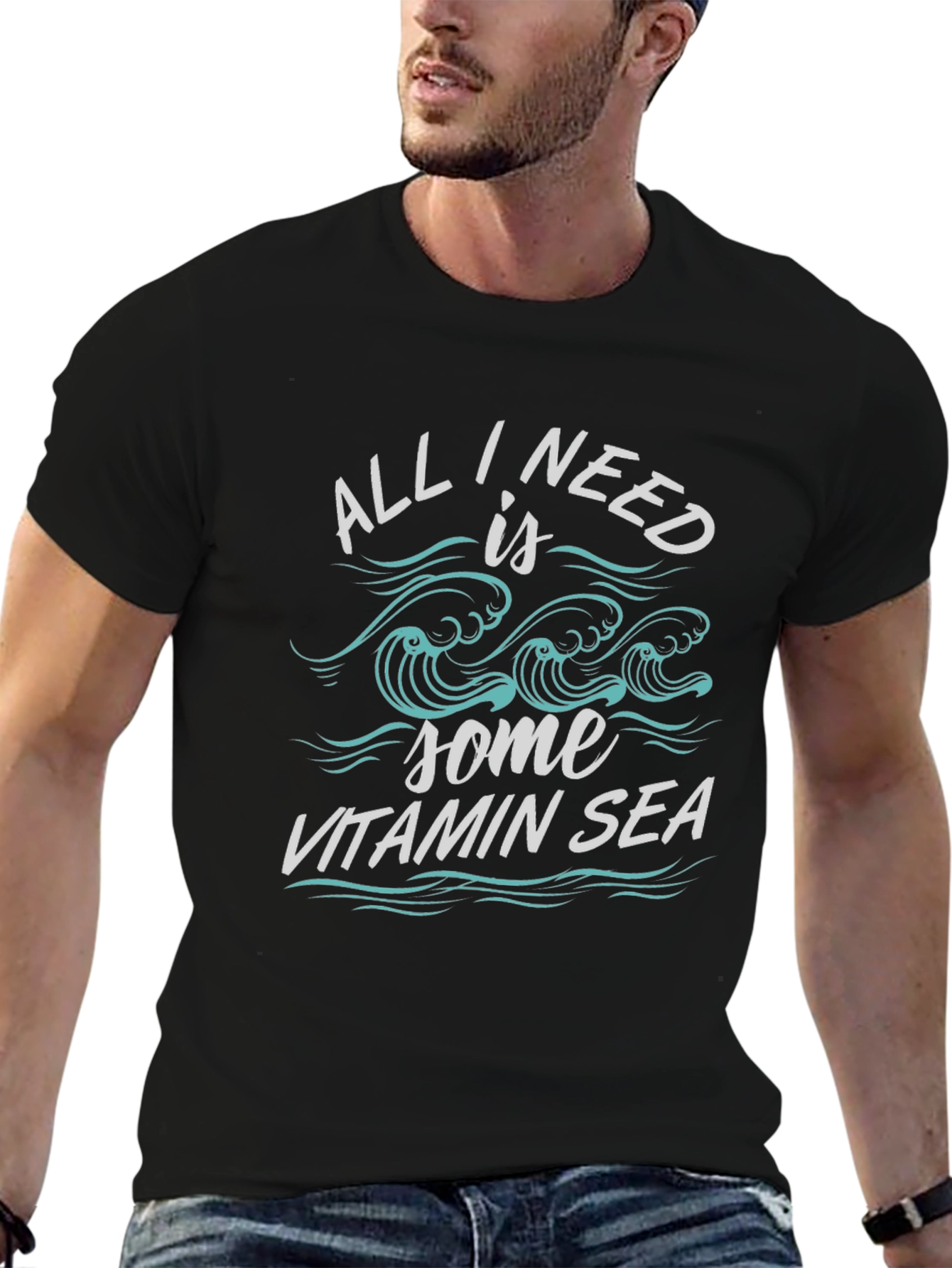 Vitamin Sea Graphic Tee - Black Cotton Comfort