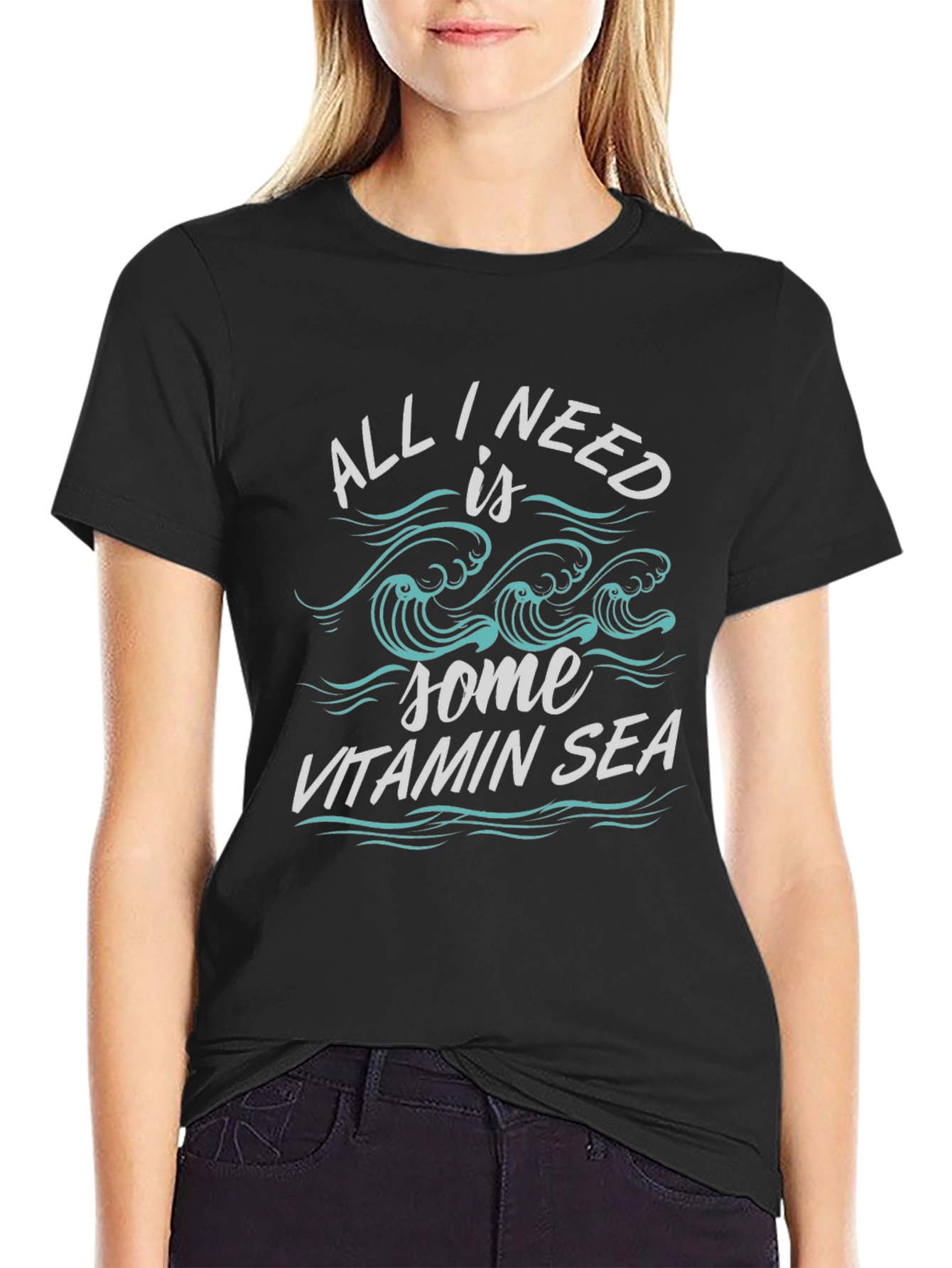 Vitamin Sea Graphic Tee - Black Cotton Comfort