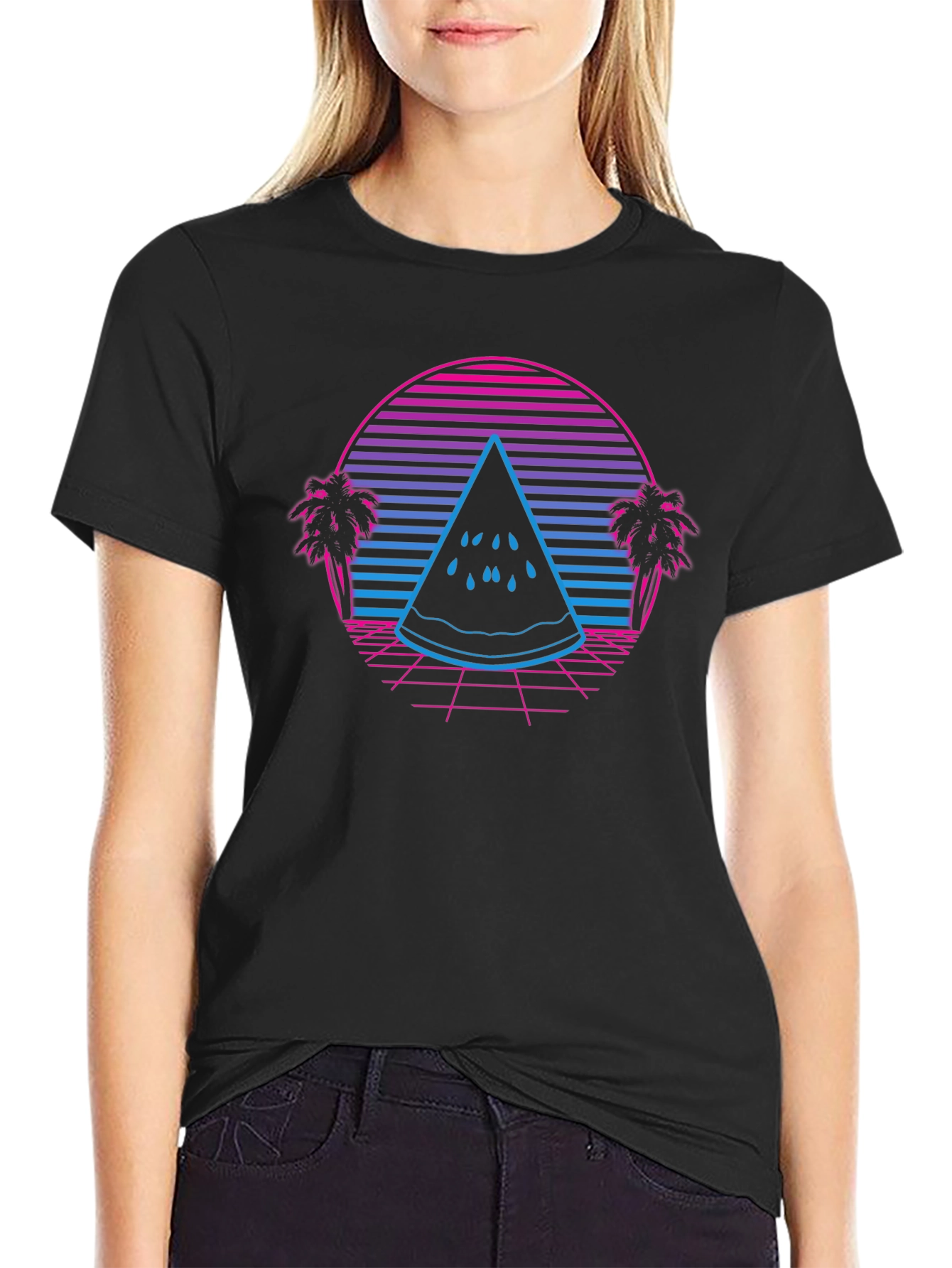 Retro Watermelon T-Shirt - Synthwave Summer Style