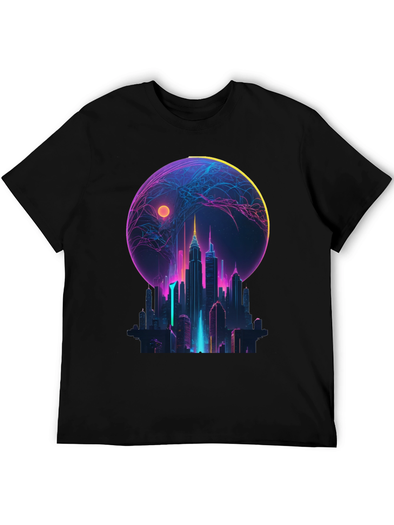 Neon Cityscape Graphic T-Shirt