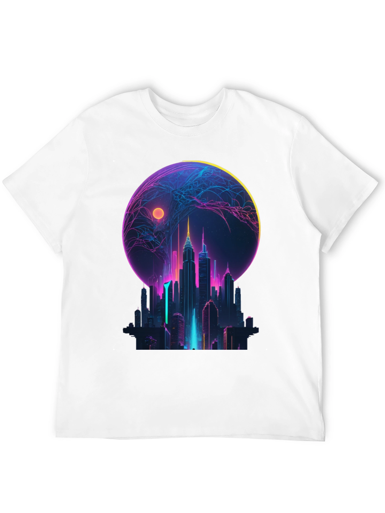 Neon Cityscape Graphic T-Shirt