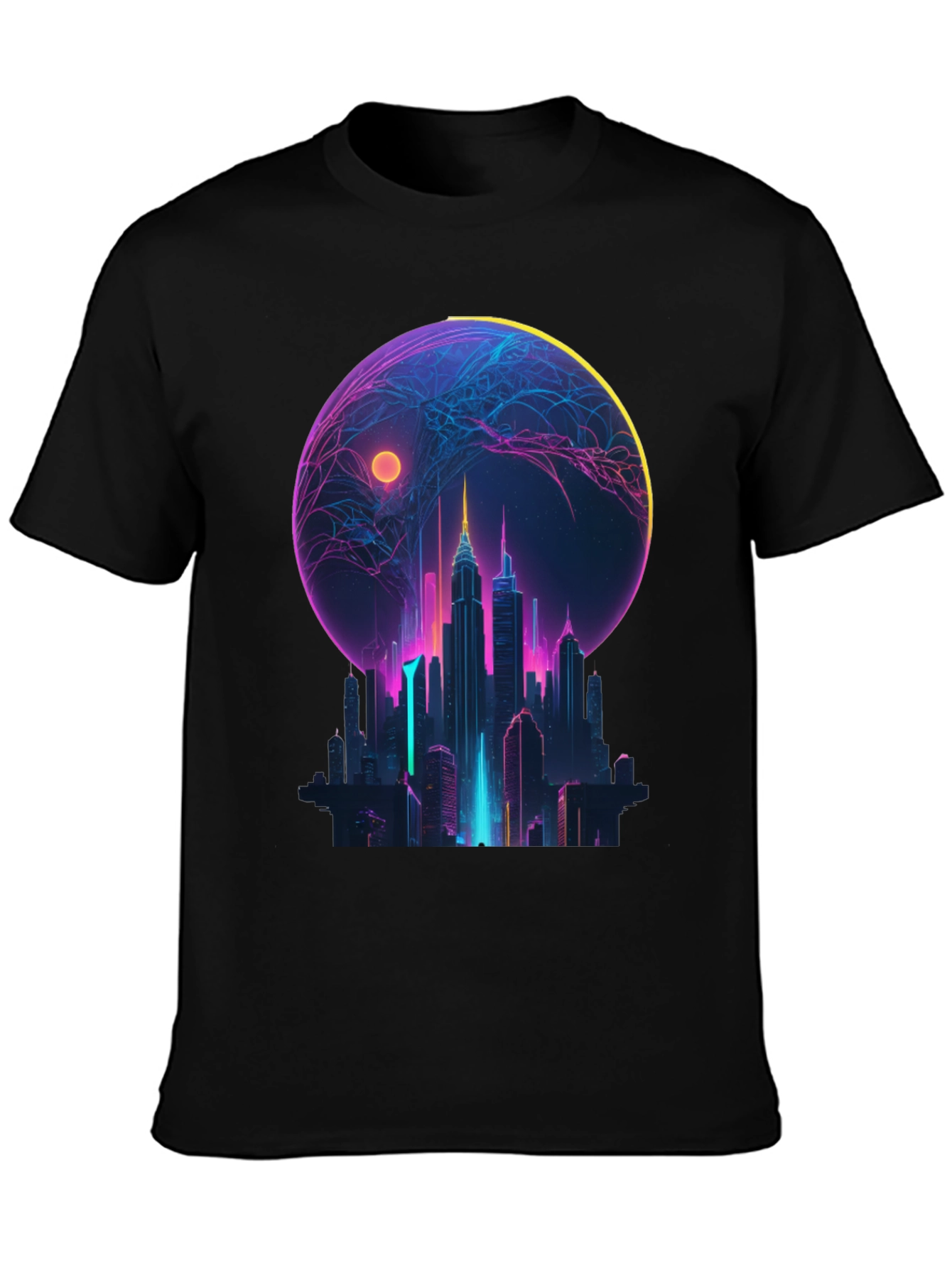 Neon Cityscape Graphic T-Shirt