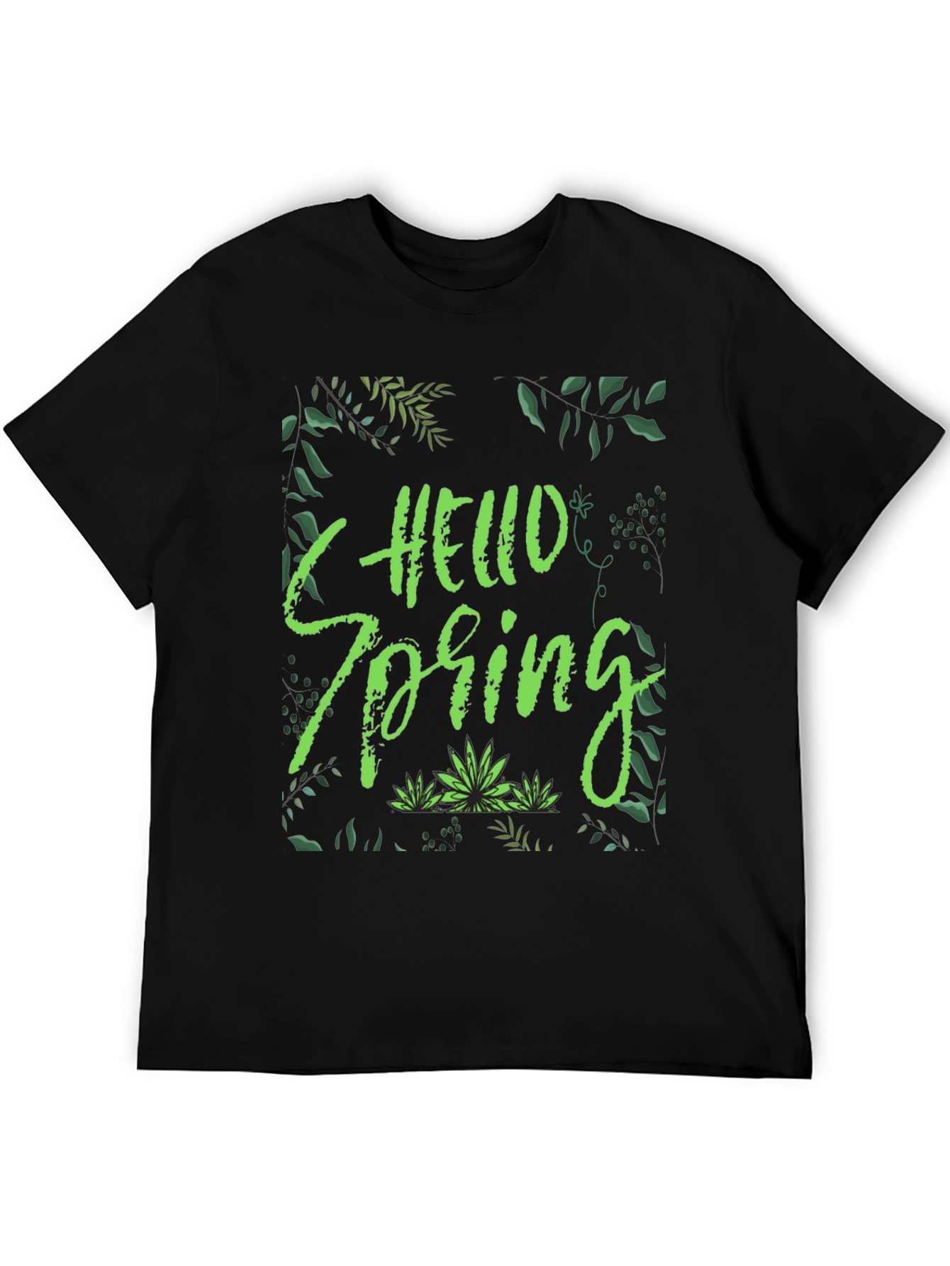 Hello Spring Black T-Shirt