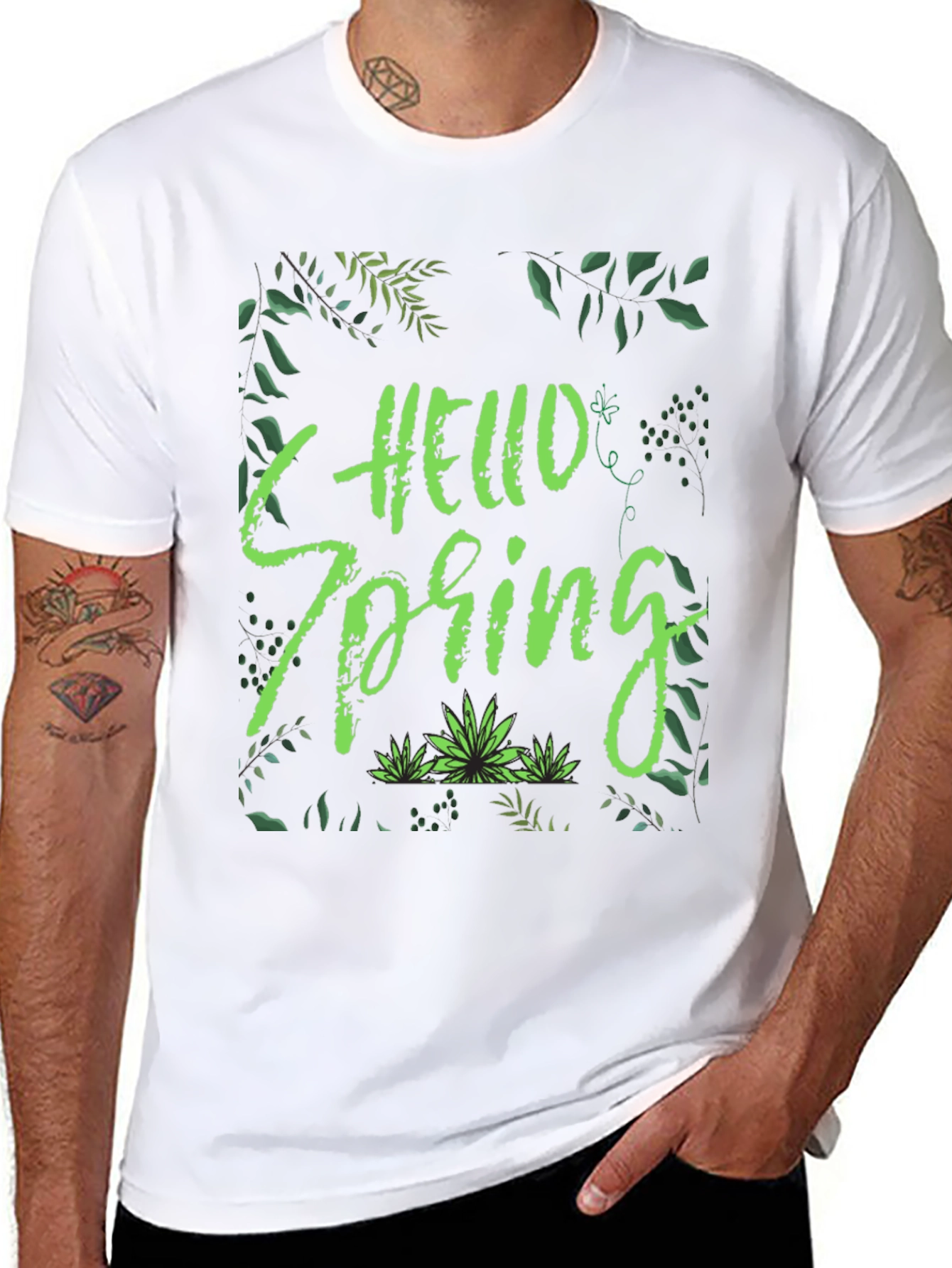 Hello Spring Black T-Shirt