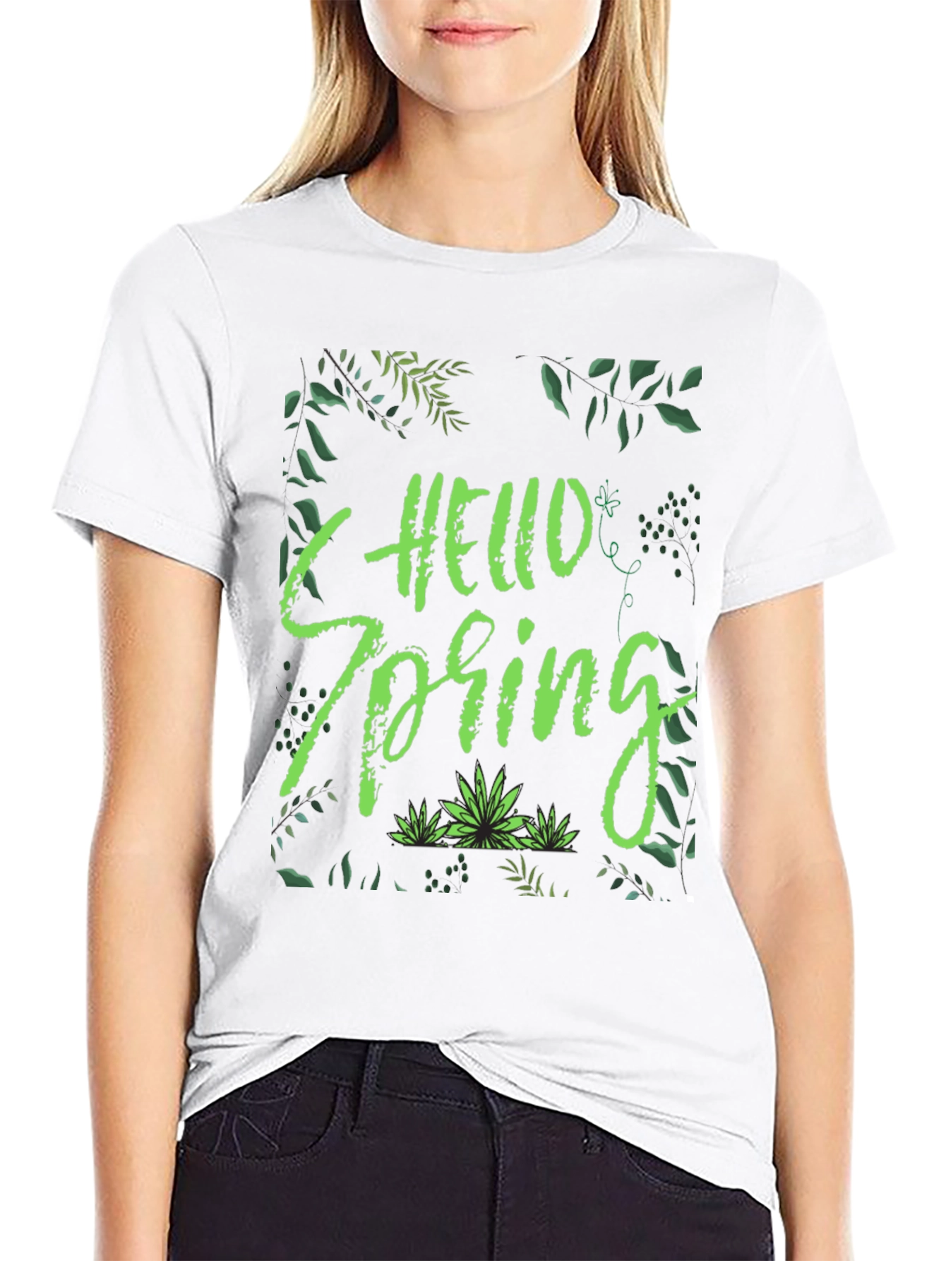 Hello Spring Black T-Shirt