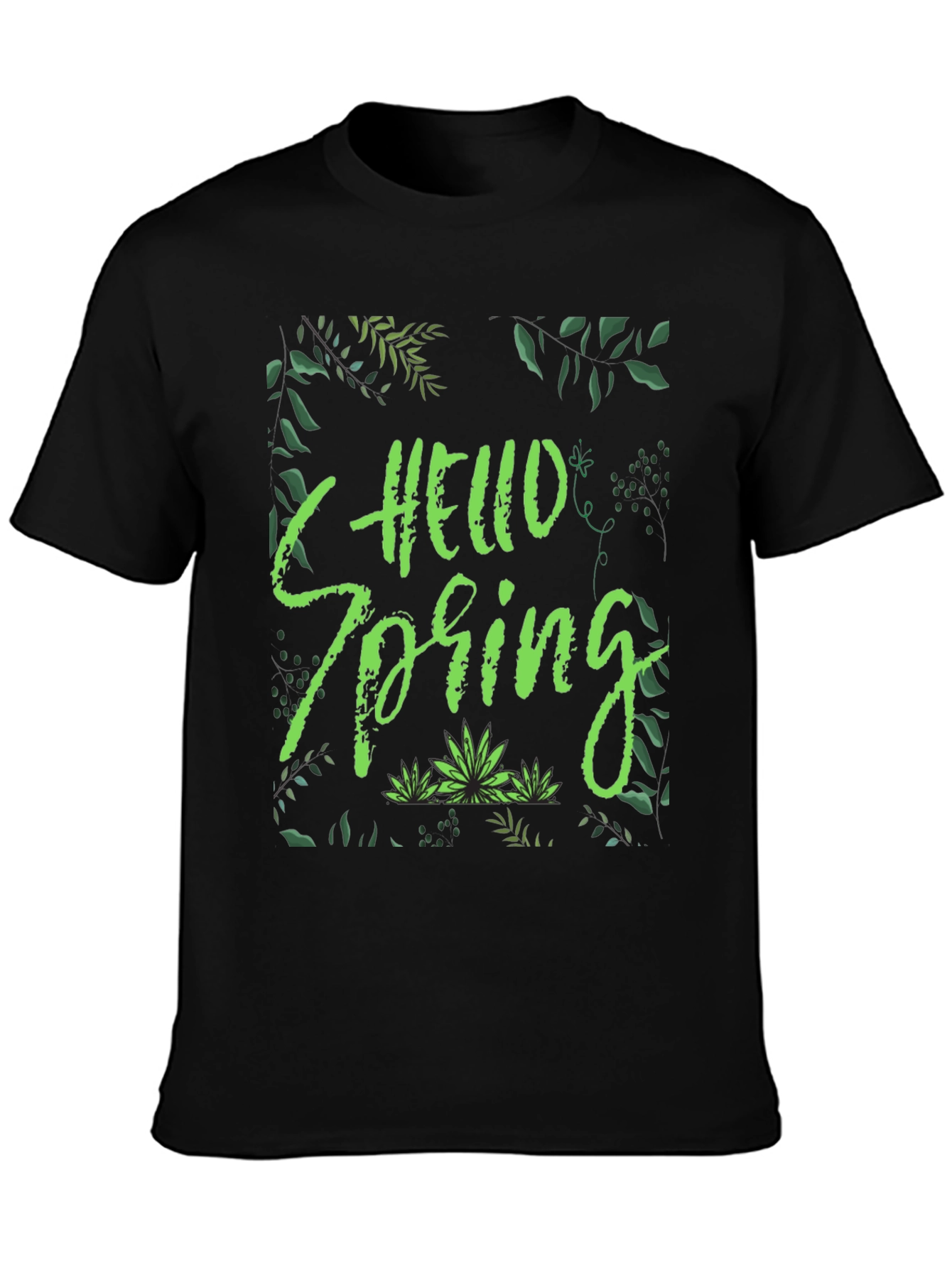 Hello Spring Black T-Shirt