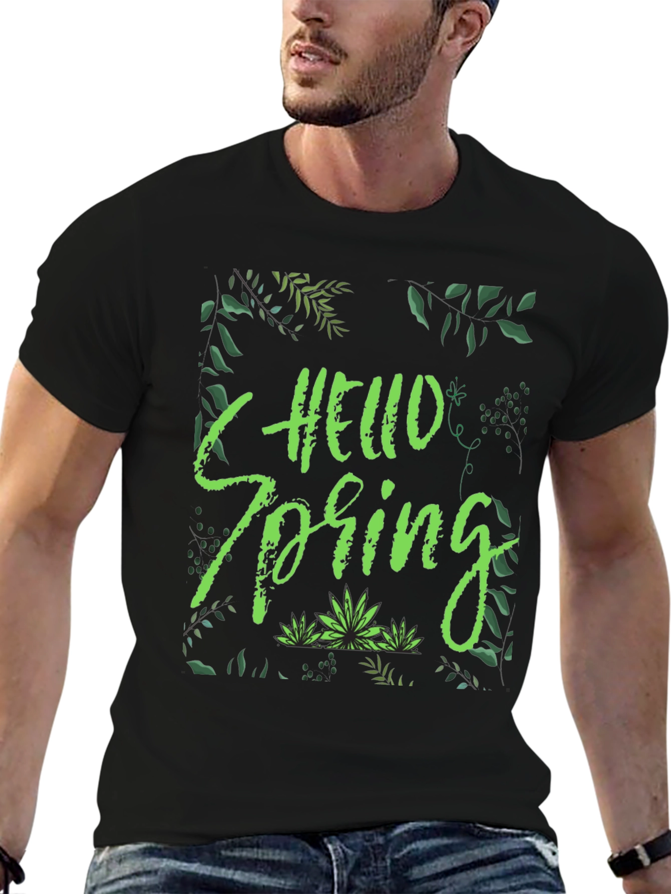 Hello Spring Black T-Shirt