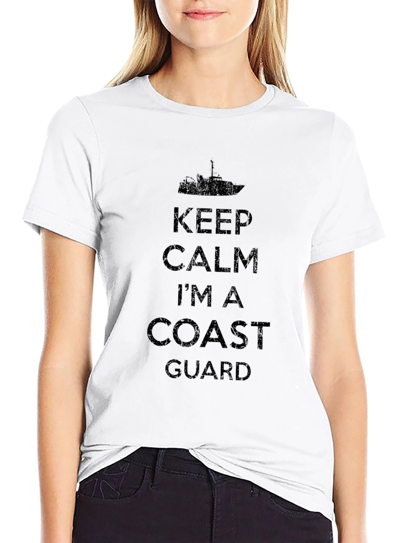 Keep Calm Coast Guard Black T-Shirt