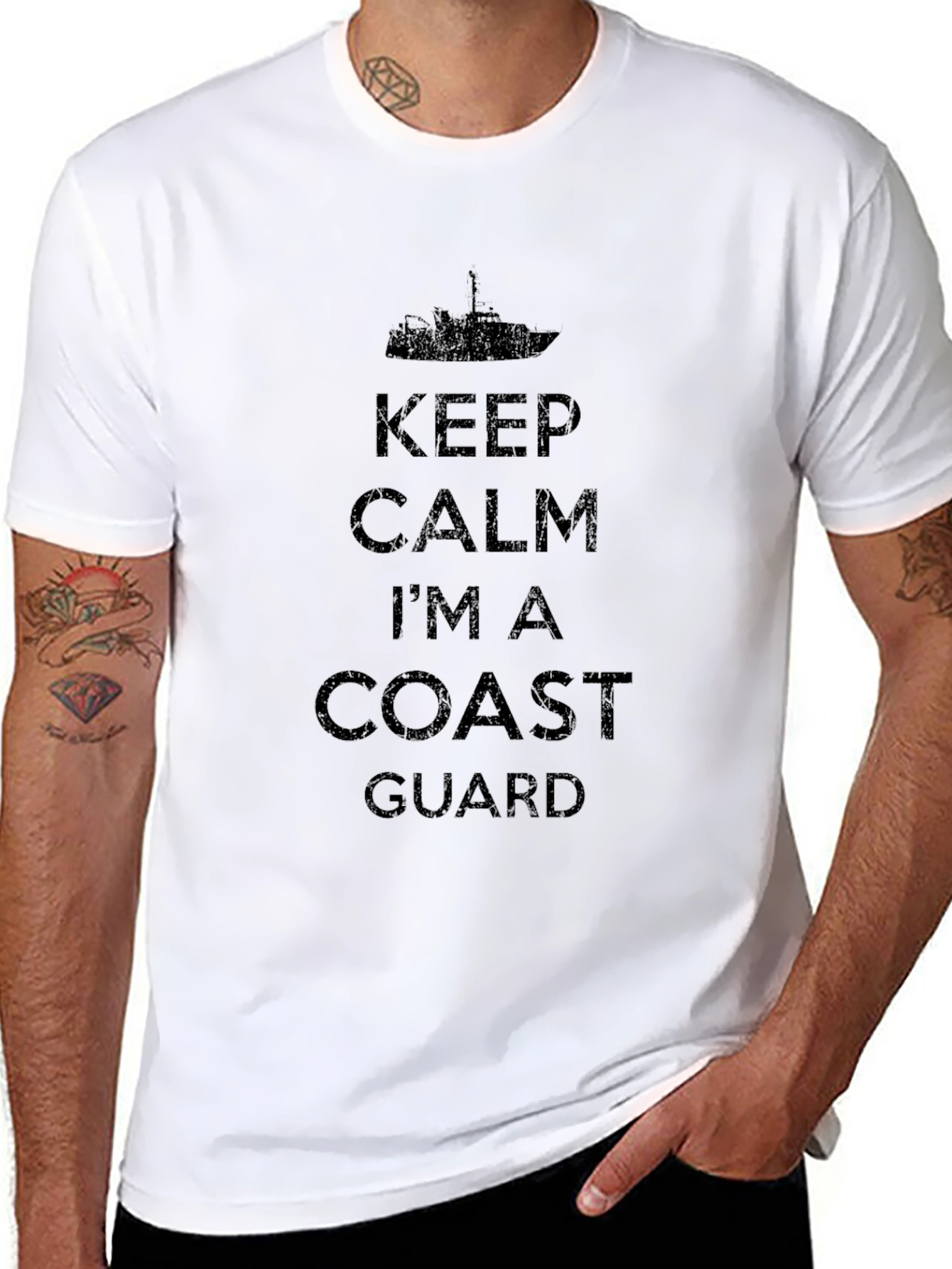 Keep Calm Coast Guard Black T-Shirt