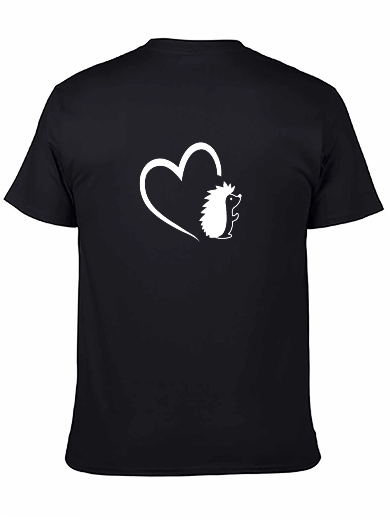 Hedgehog Heart Graphic Tee - Black Casual T-Shirt