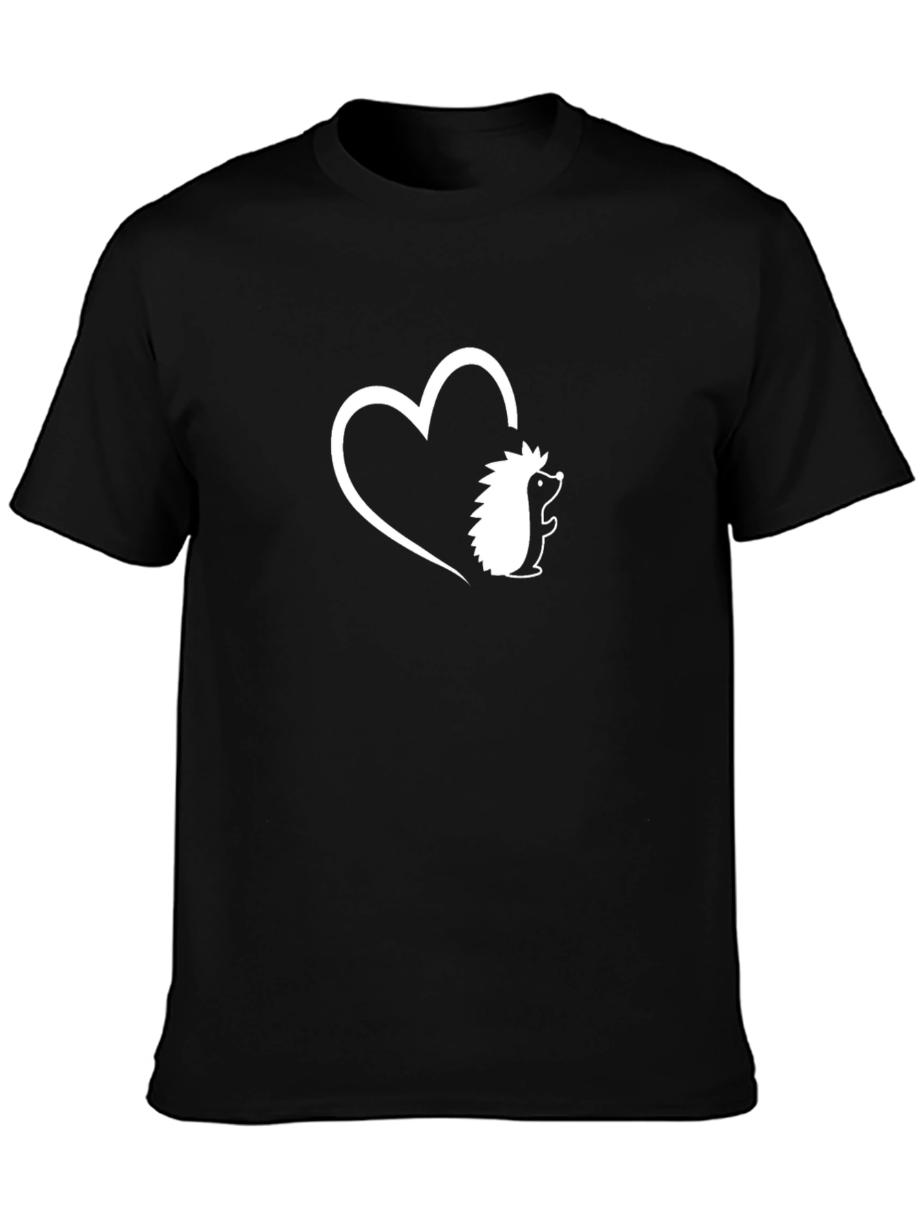 Hedgehog Heart Graphic Tee - Black Casual T-Shirt