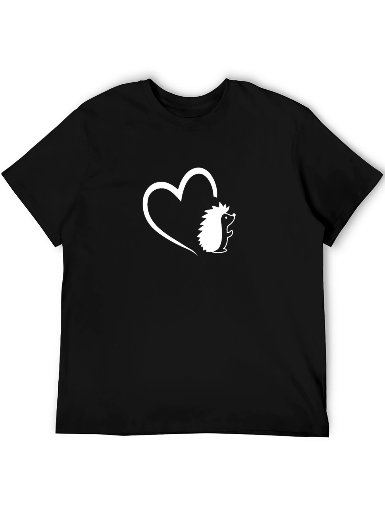 Hedgehog Heart Graphic Tee - Black Casual T-Shirt