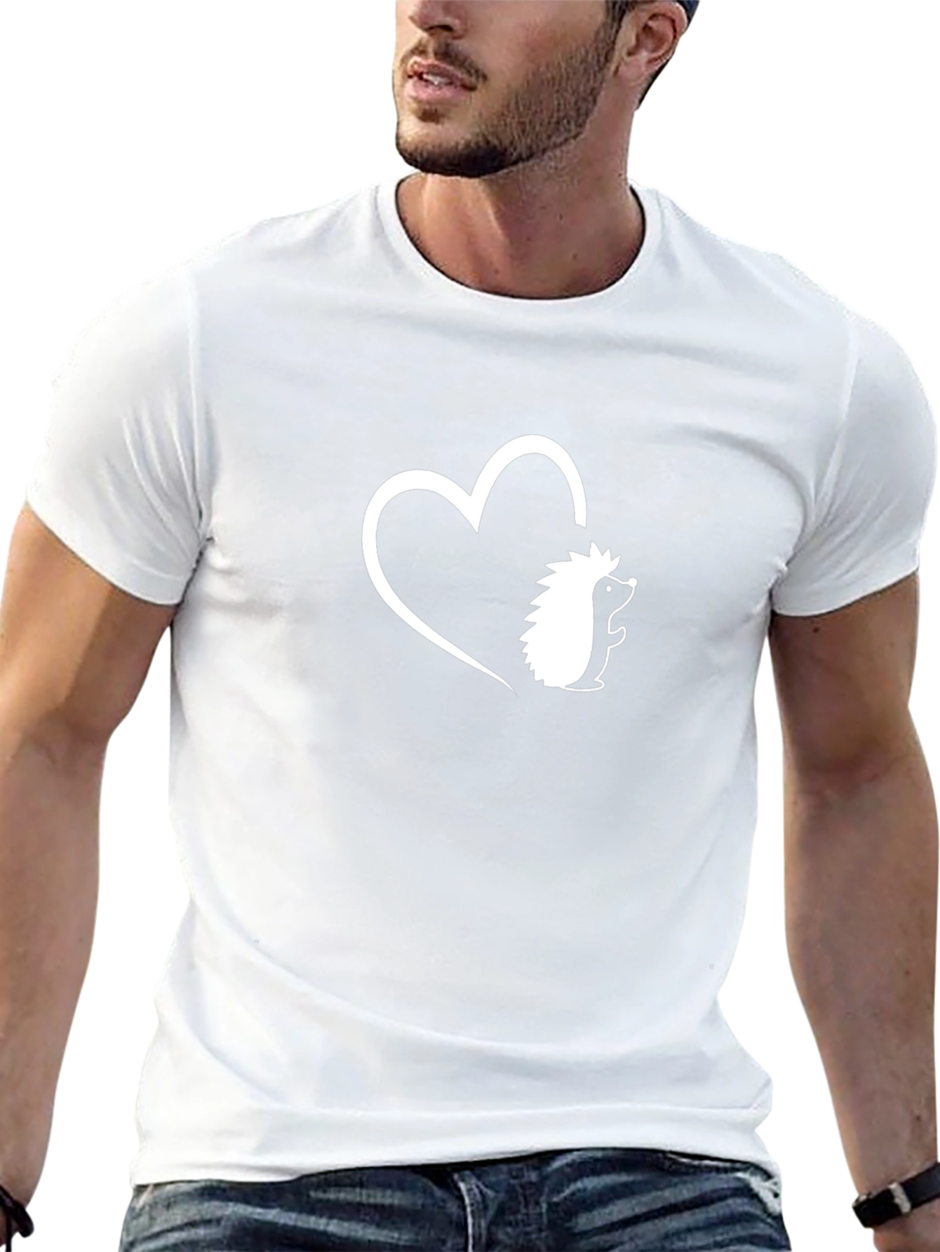 Hedgehog Heart Graphic Tee - Black Casual T-Shirt