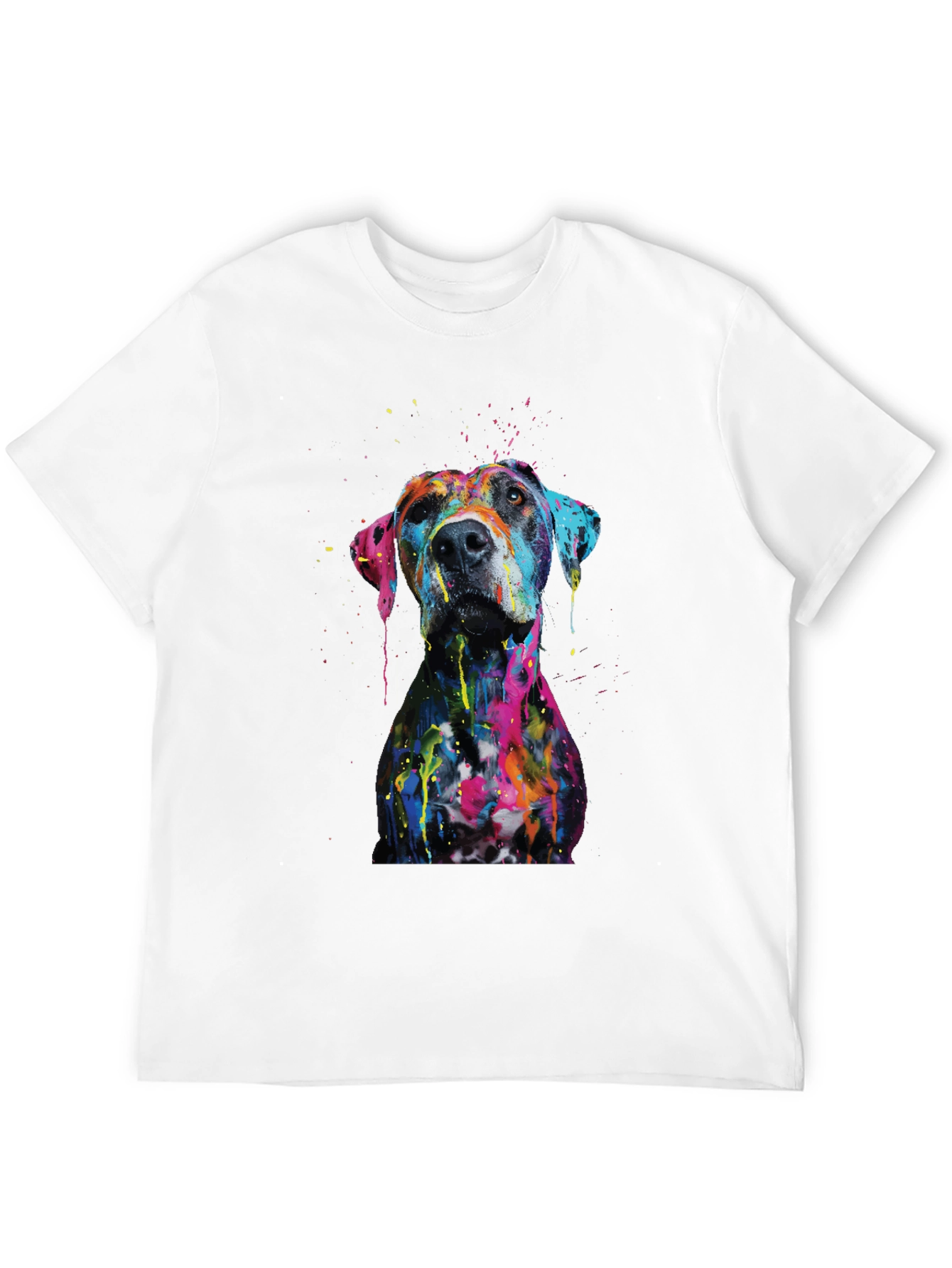 Mens Artistic Dog Print Black T-Shirt