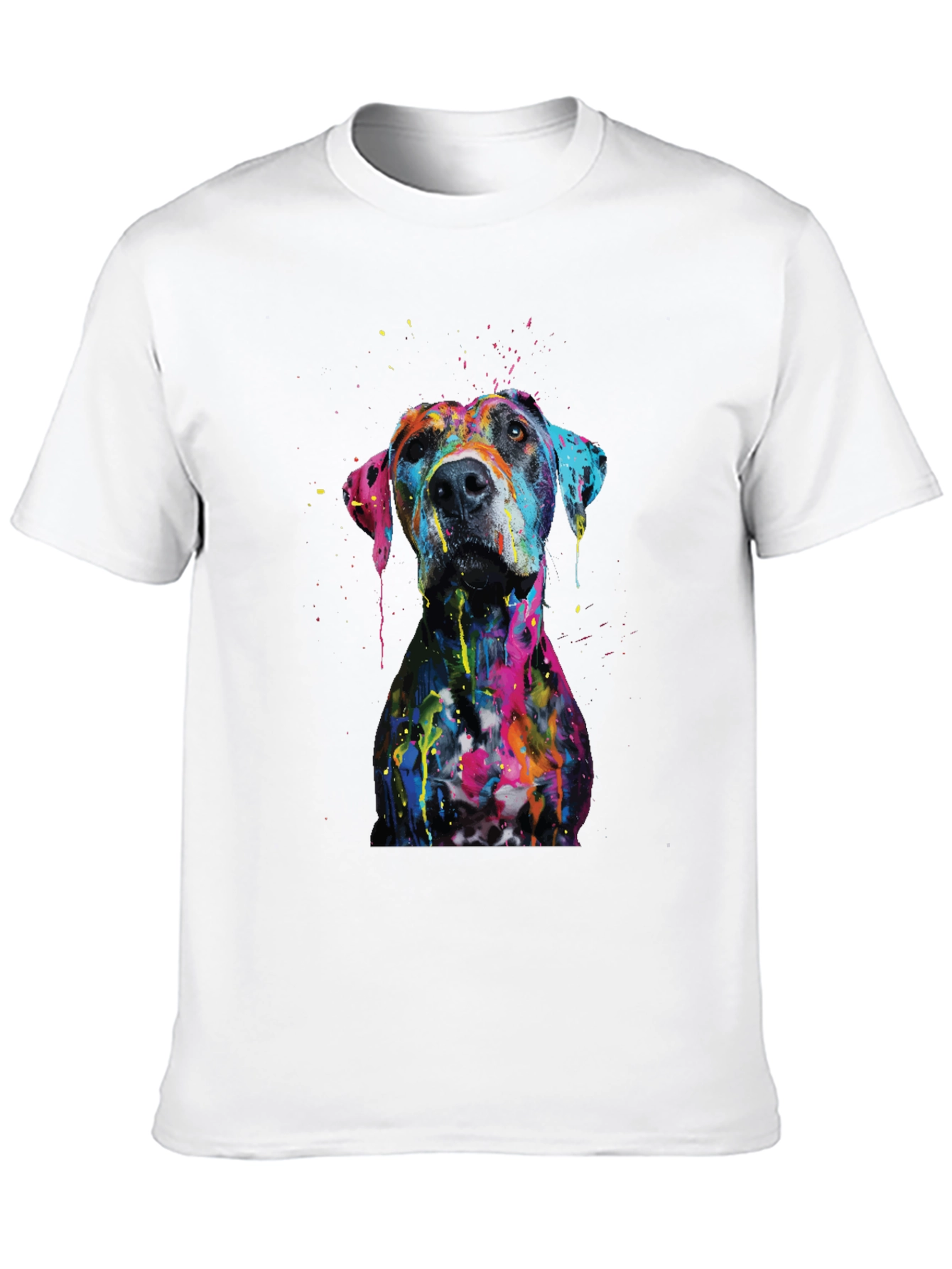 Mens Artistic Dog Print Black T-Shirt