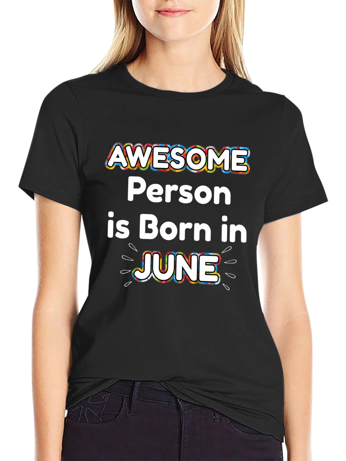 Awesome Person Born in June Black T-Shirt
