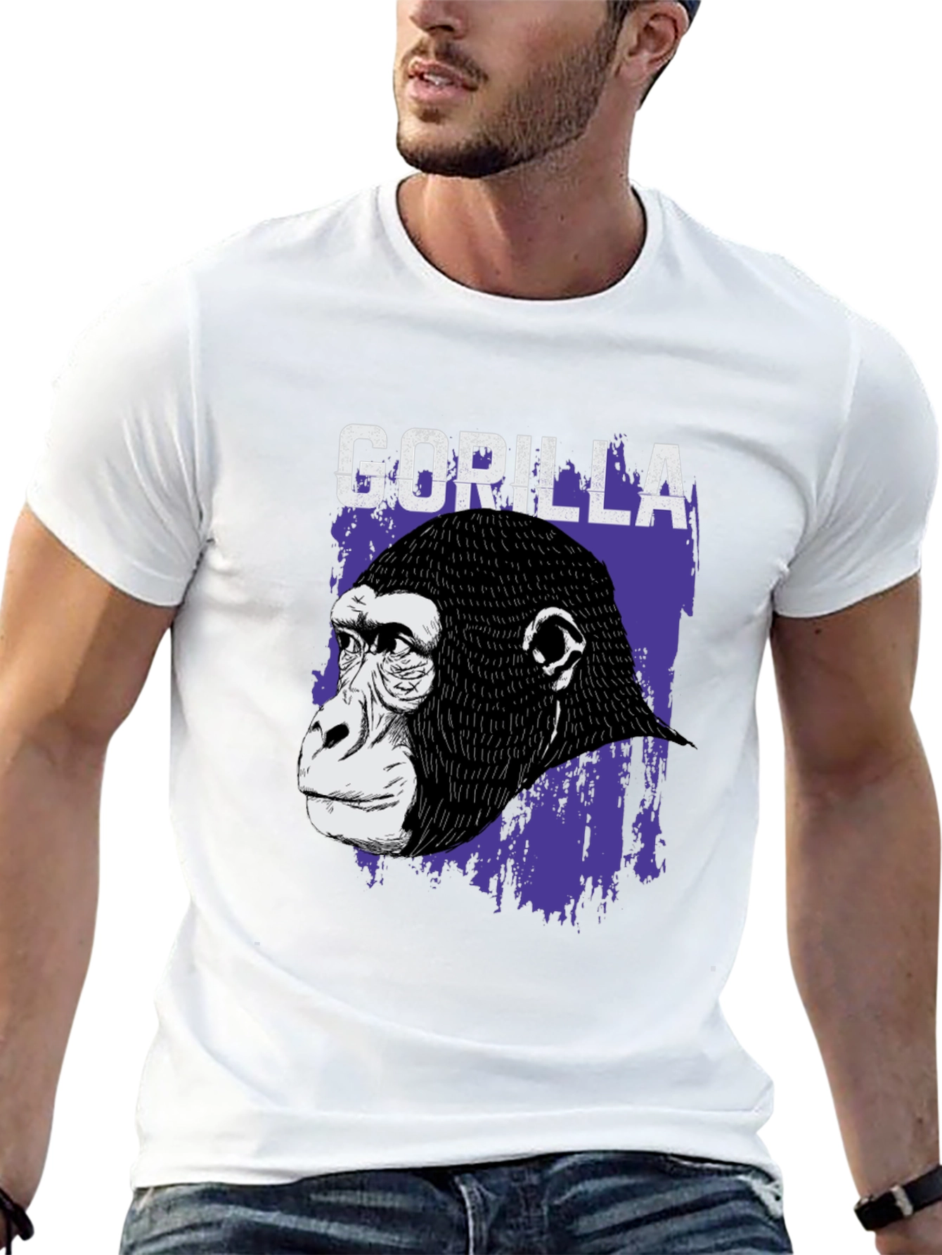 Gorilla Graphic T-Shirt - Black Crew Neck Tee