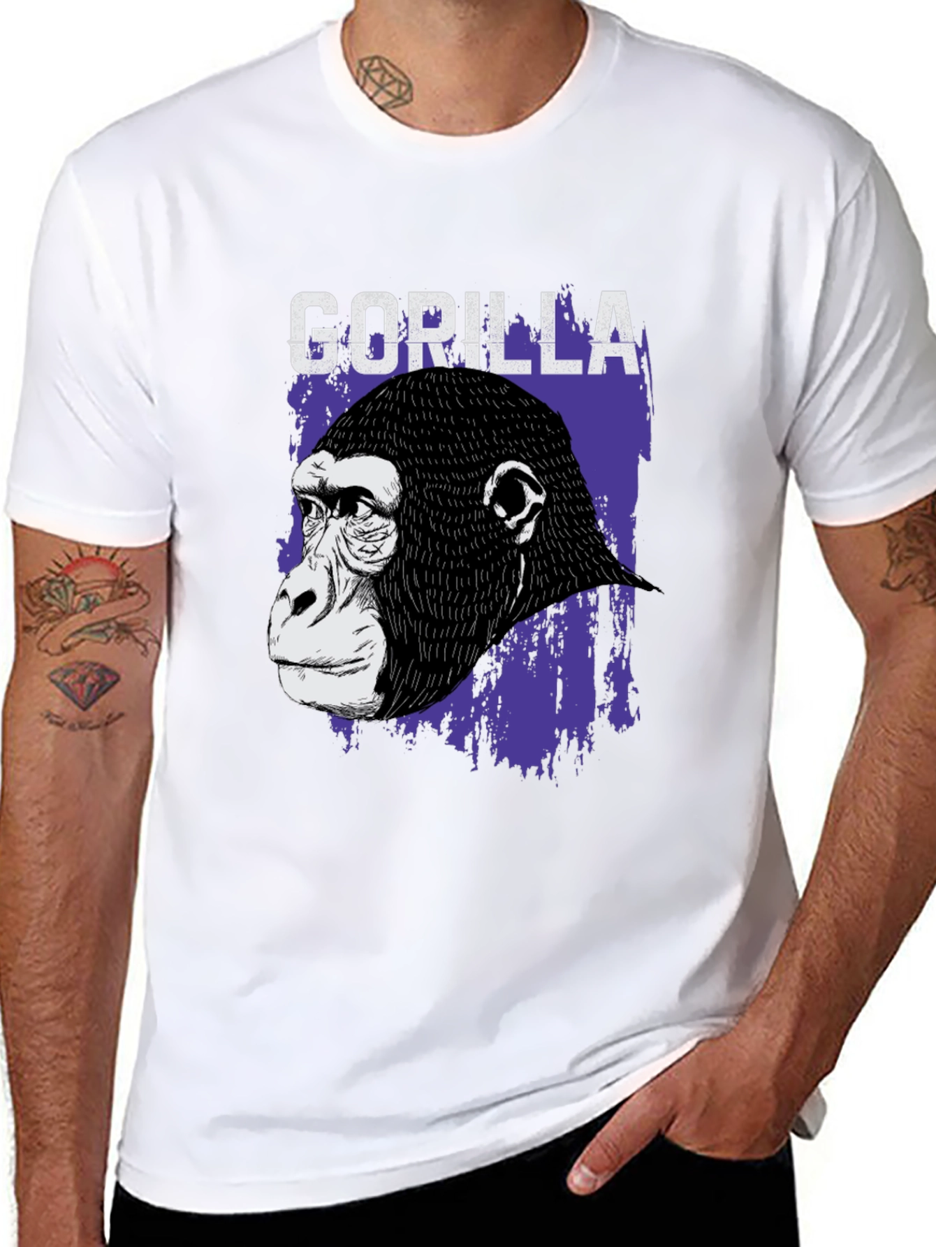 Gorilla Graphic T-Shirt - Black Crew Neck Tee