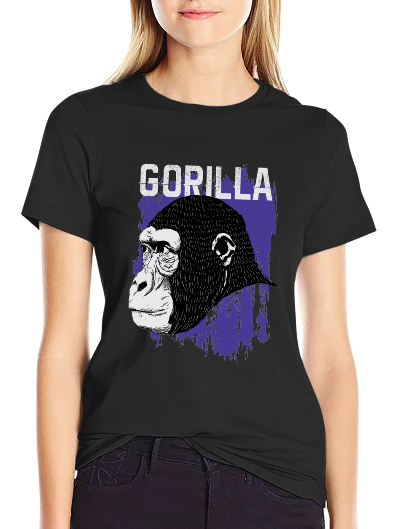 Gorilla Graphic T-Shirt - Black Crew Neck Tee