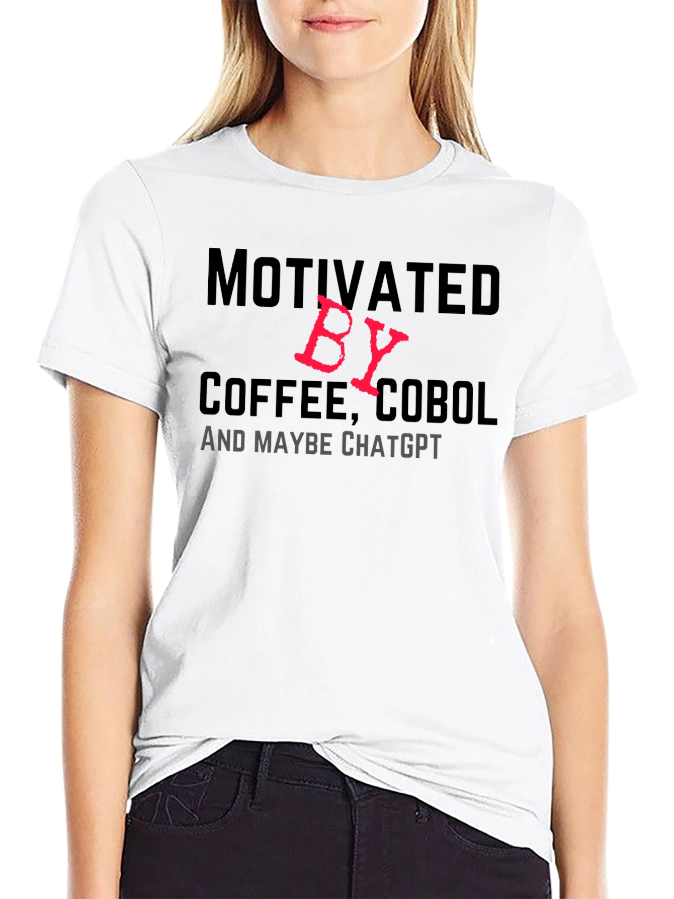 Motivated By Coffee COBOL & Maybe ChatGPT T-Shirt