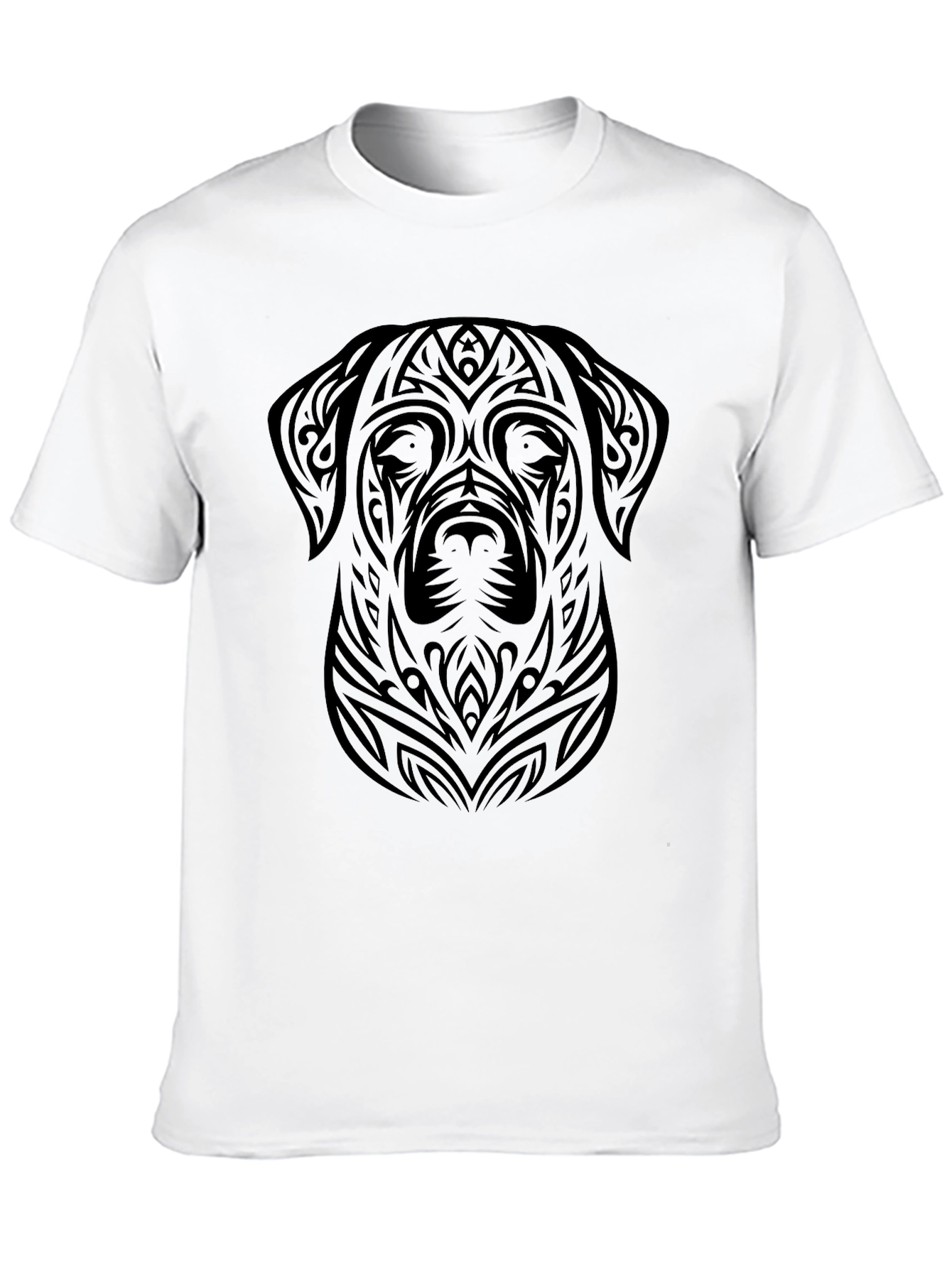 Tribal Dog Graphic Black T-Shirt