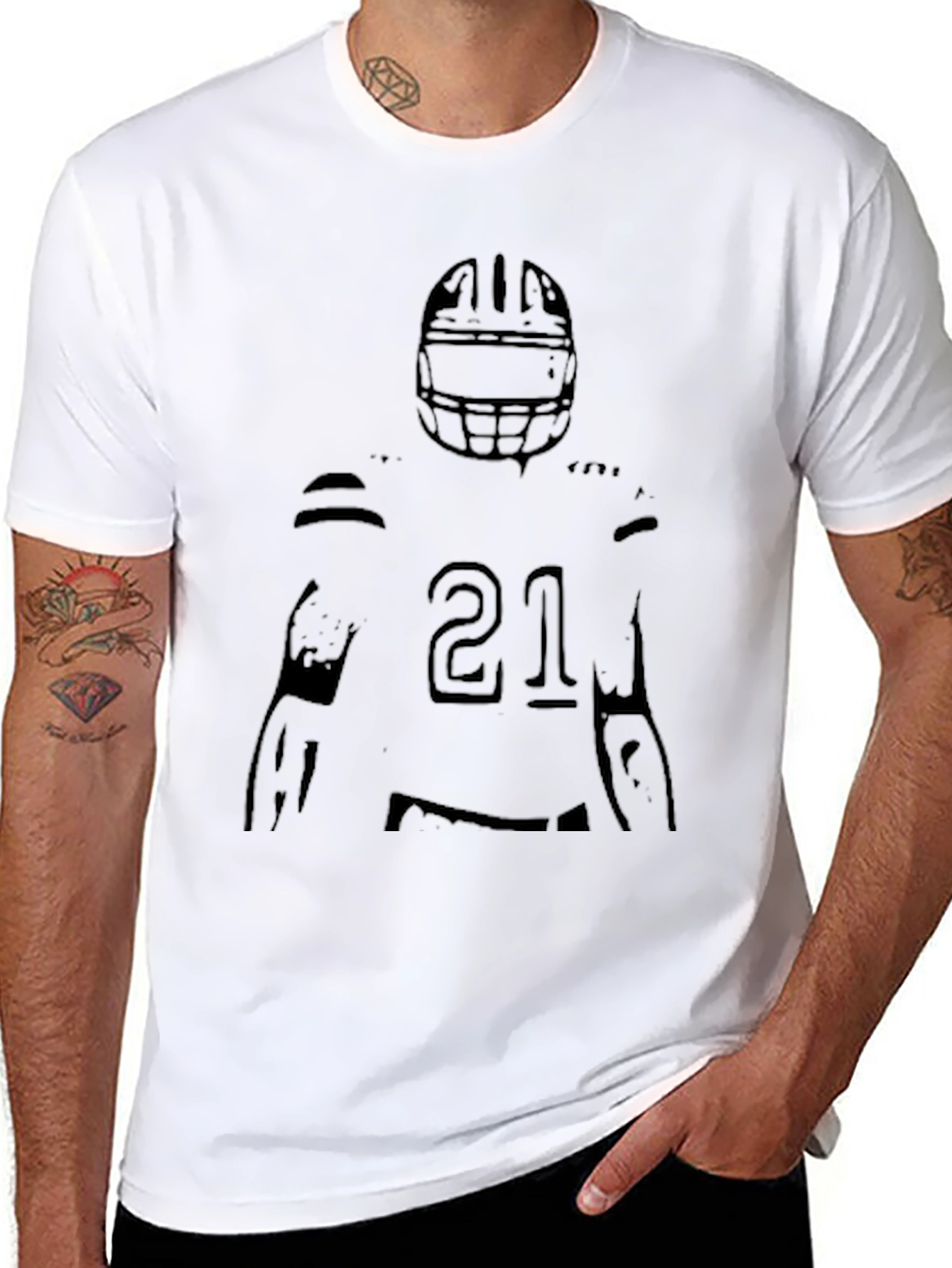 Football Player Graphic Black T-Shirt