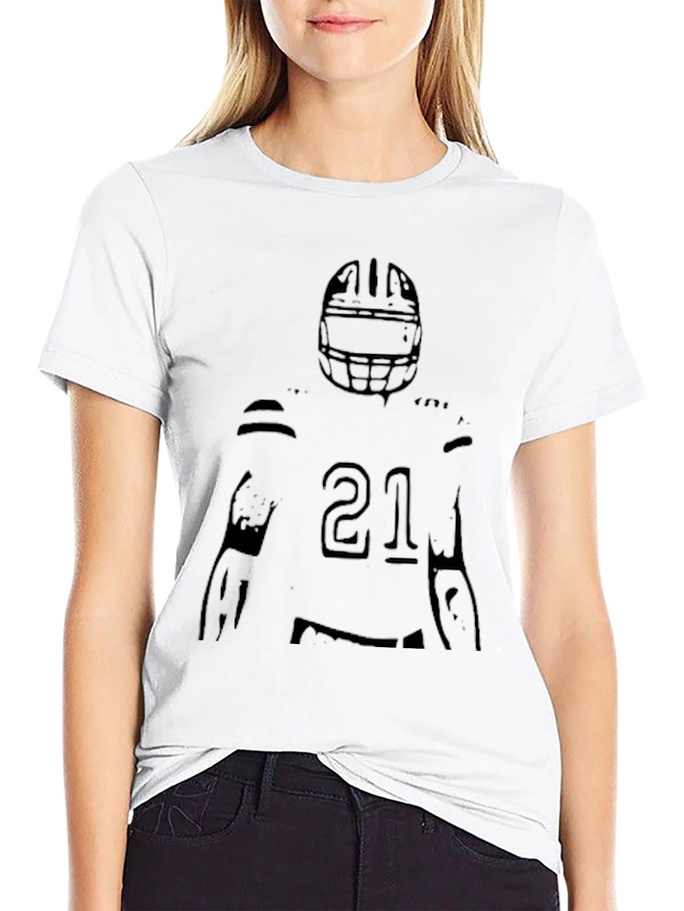 Football Player Graphic Black T-Shirt