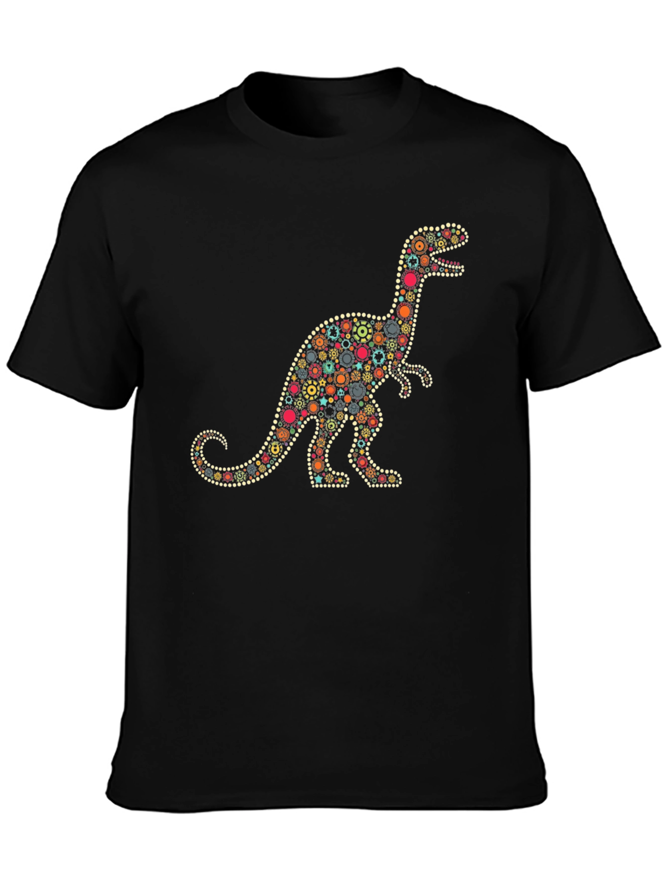 Dino Gears Graphic Tee - Stylish Black T-Shirt
