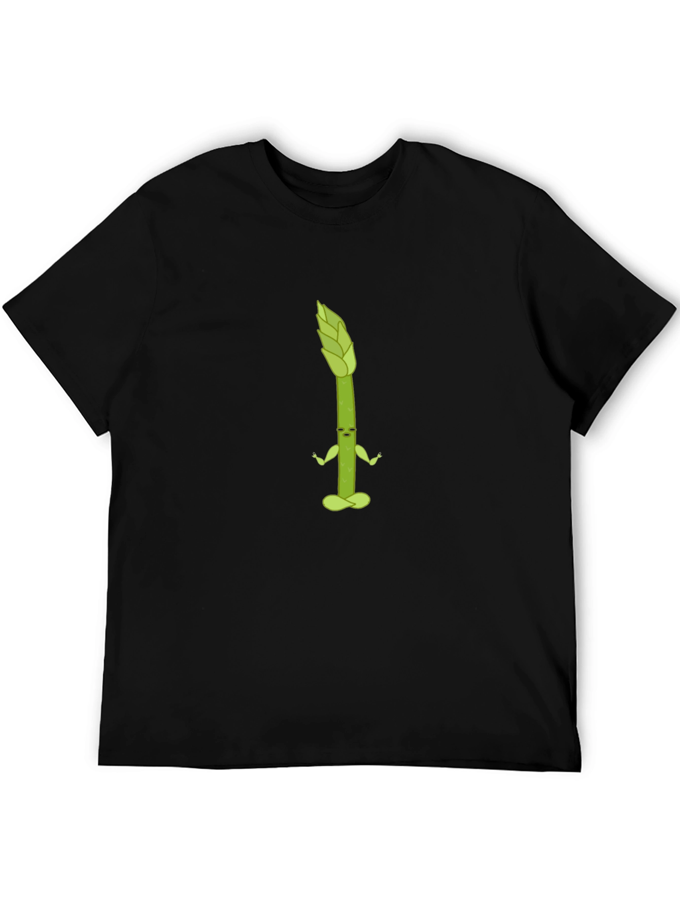 Yoga Asparagus Graphic Tee - Black Cotton T-Shirt
