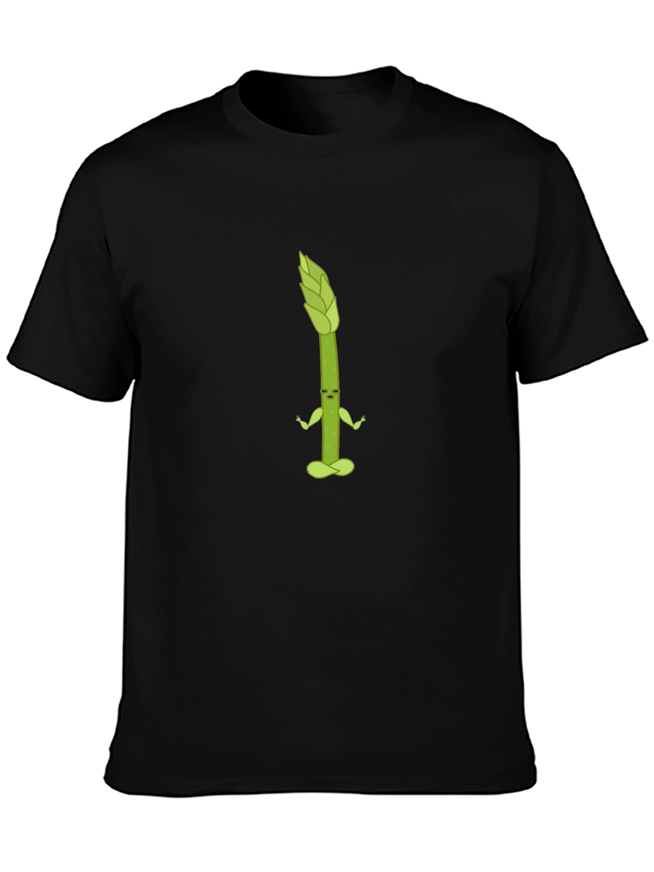 Yoga Asparagus Graphic Tee - Black Cotton T-Shirt