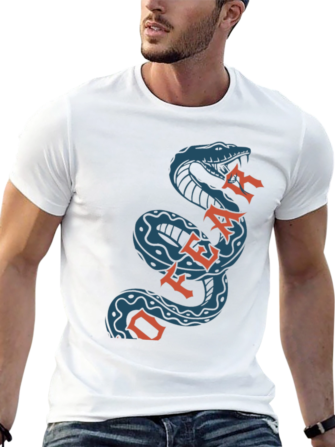 Off Fear Snake T-Shirt - Black Cotton Graphic Tee