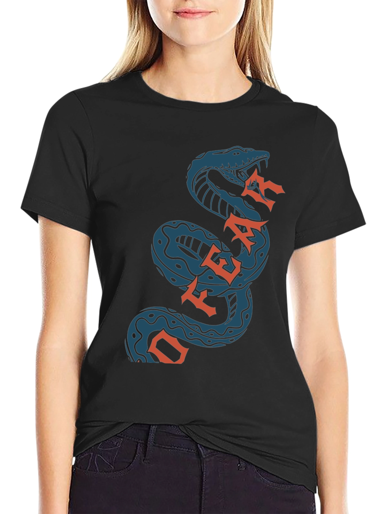 Off Fear Snake T-Shirt - Black Cotton Graphic Tee