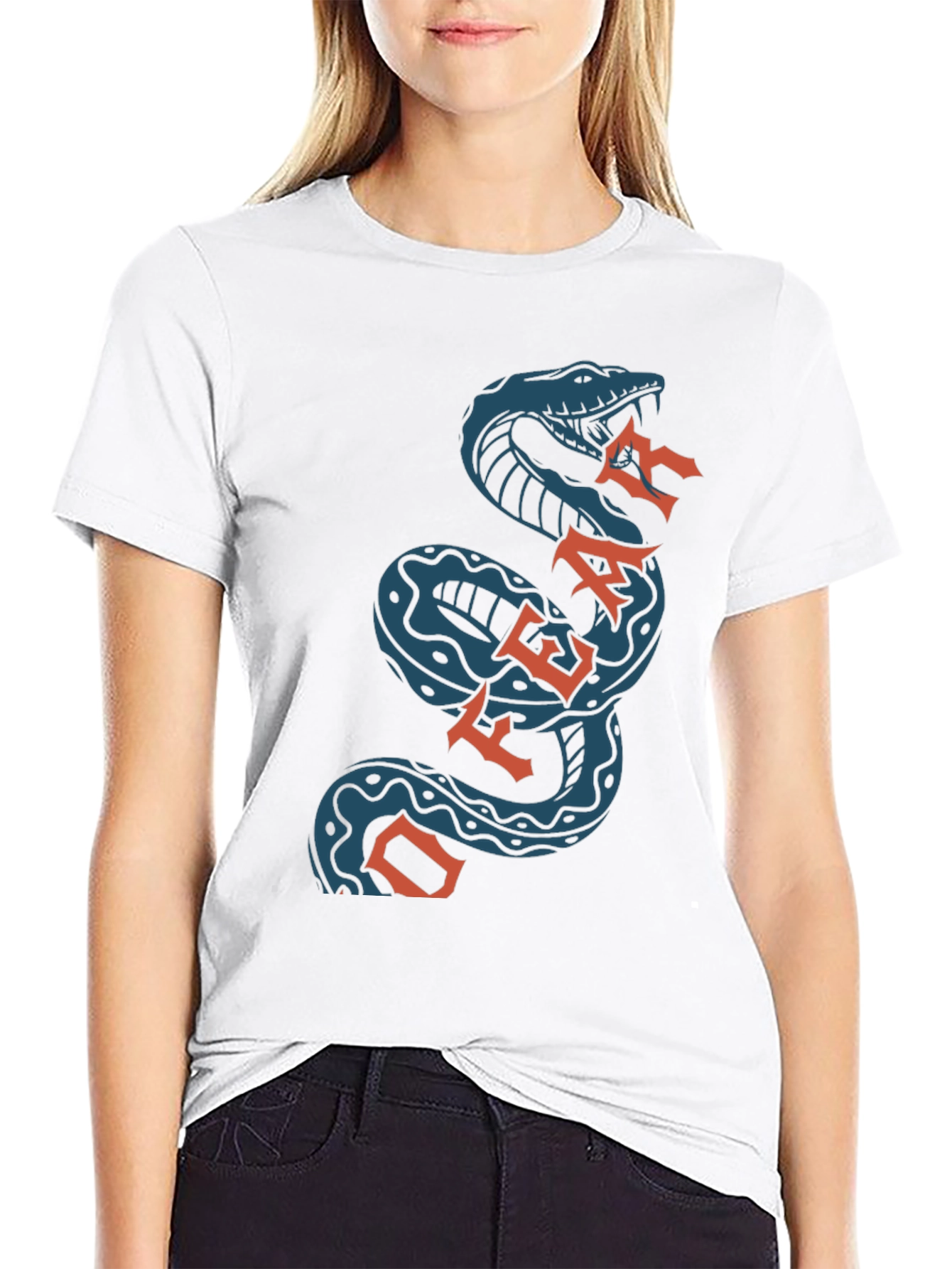 Off Fear Snake T-Shirt - Black Cotton Graphic Tee