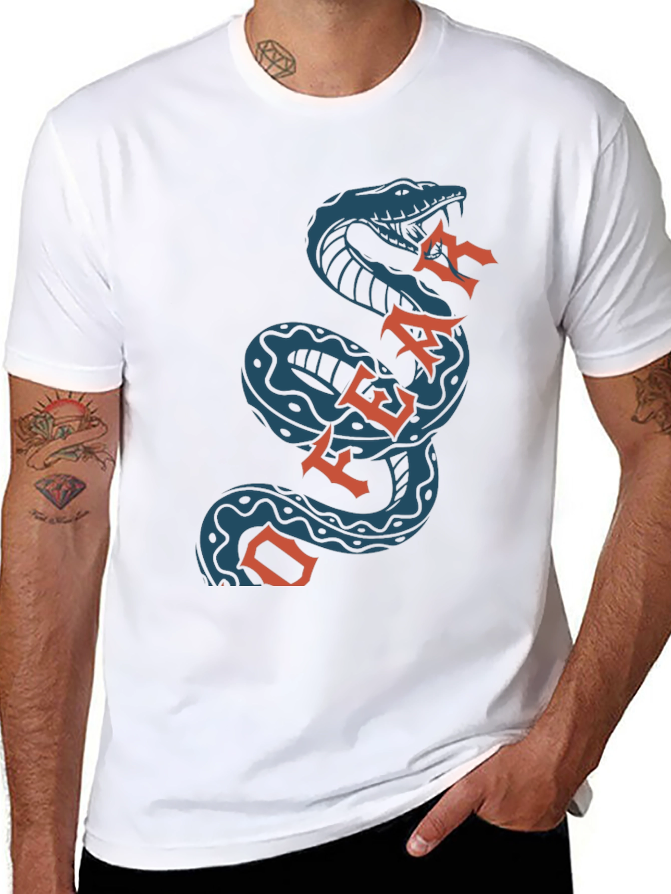 Off Fear Snake T-Shirt - Black Cotton Graphic Tee
