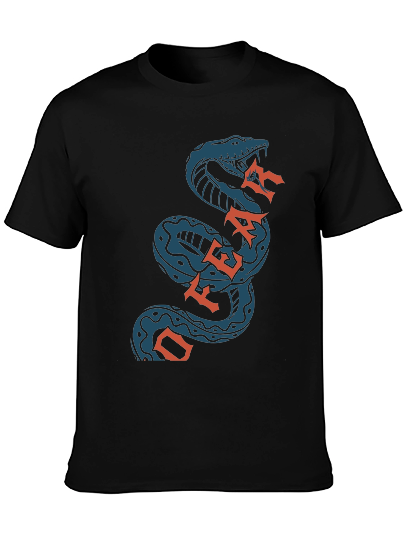 Off Fear Snake T-Shirt - Black Cotton Graphic Tee