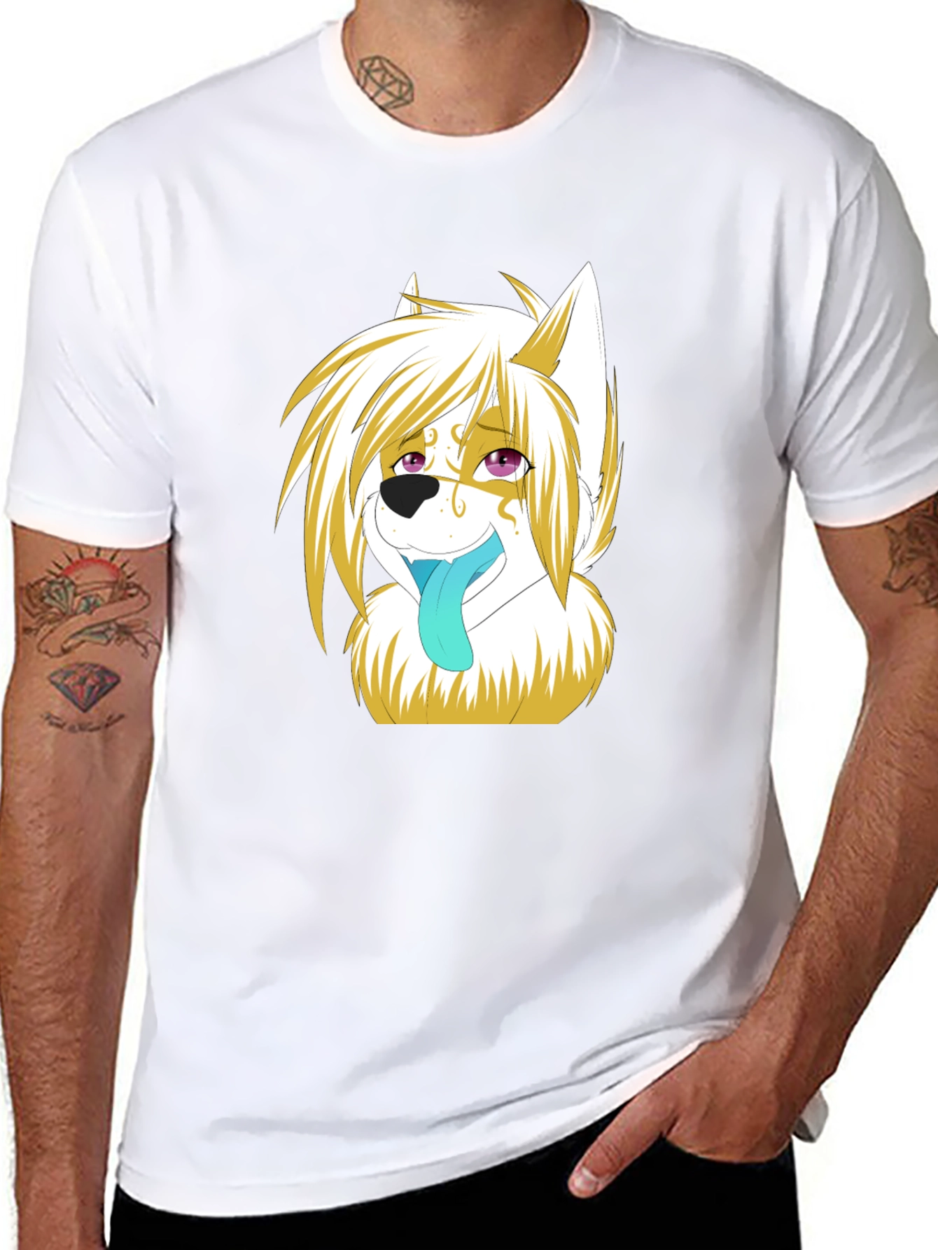 Anime Wolf Graphic Black T-Shirt