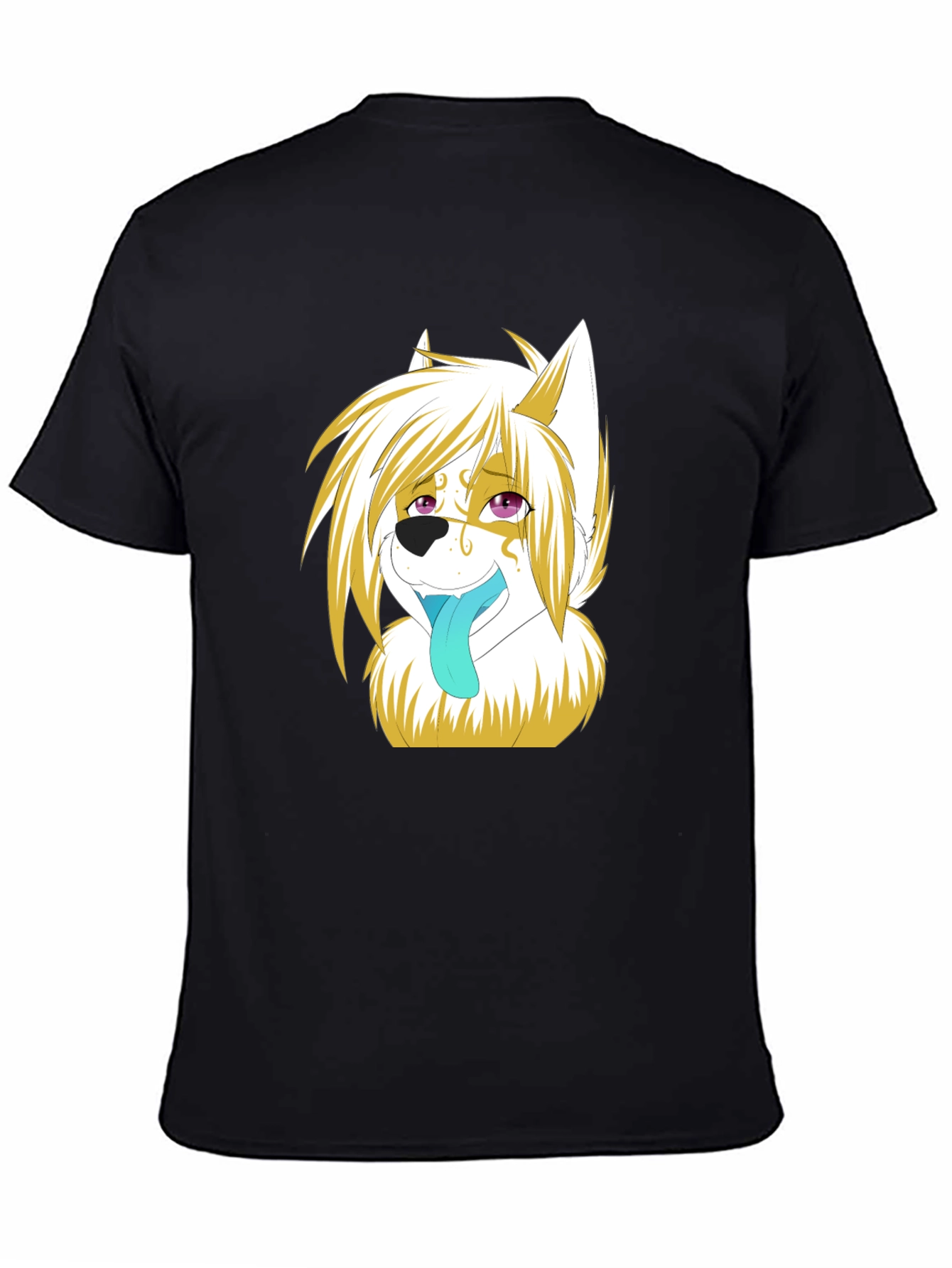 Anime Wolf Graphic Black T-Shirt