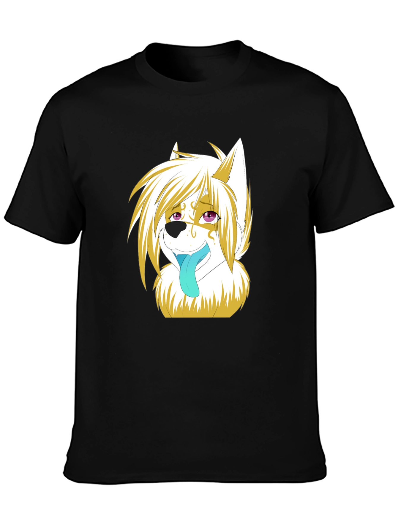 Anime Wolf Graphic Black T-Shirt