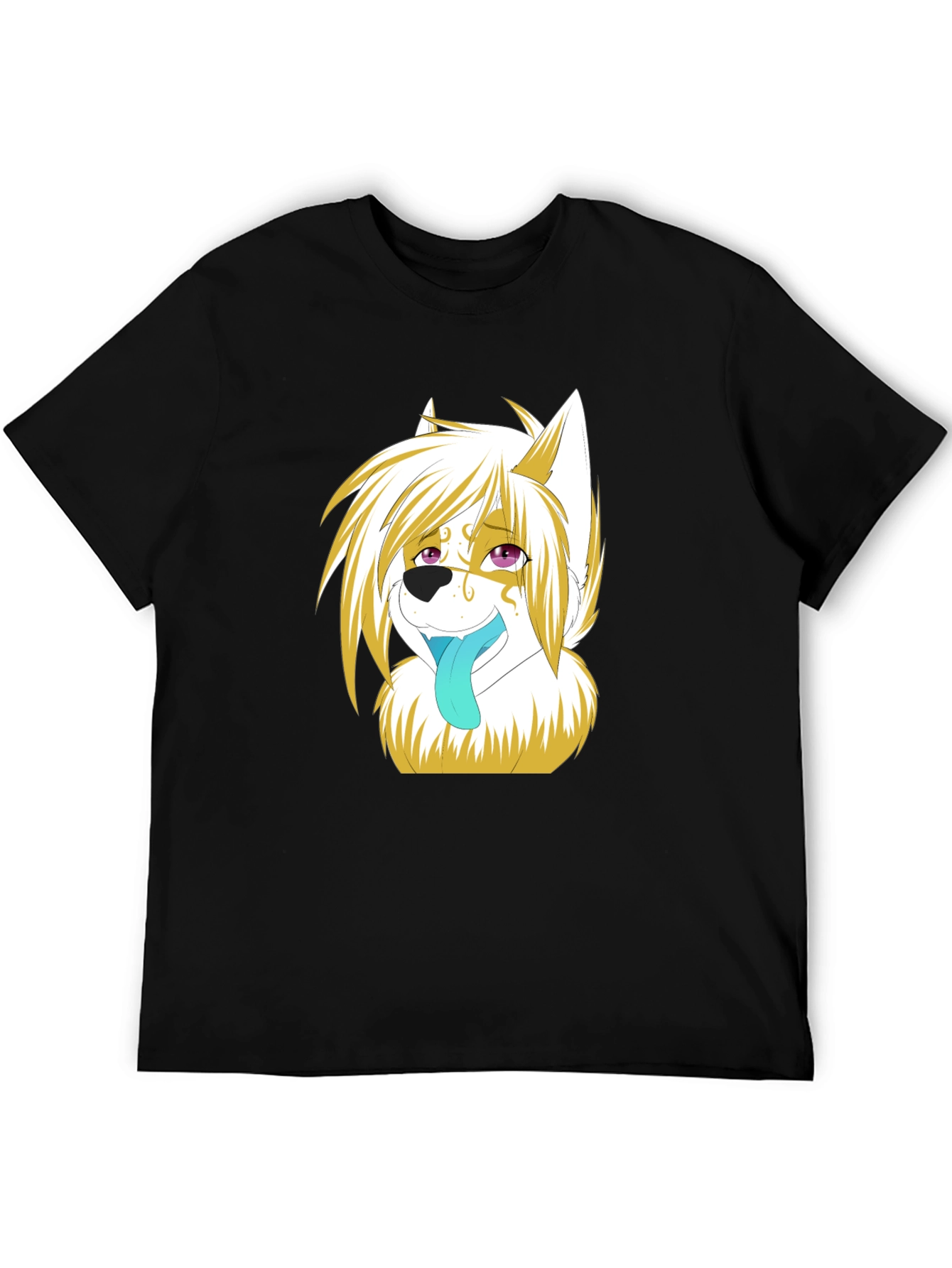 Anime Wolf Graphic Black T-Shirt