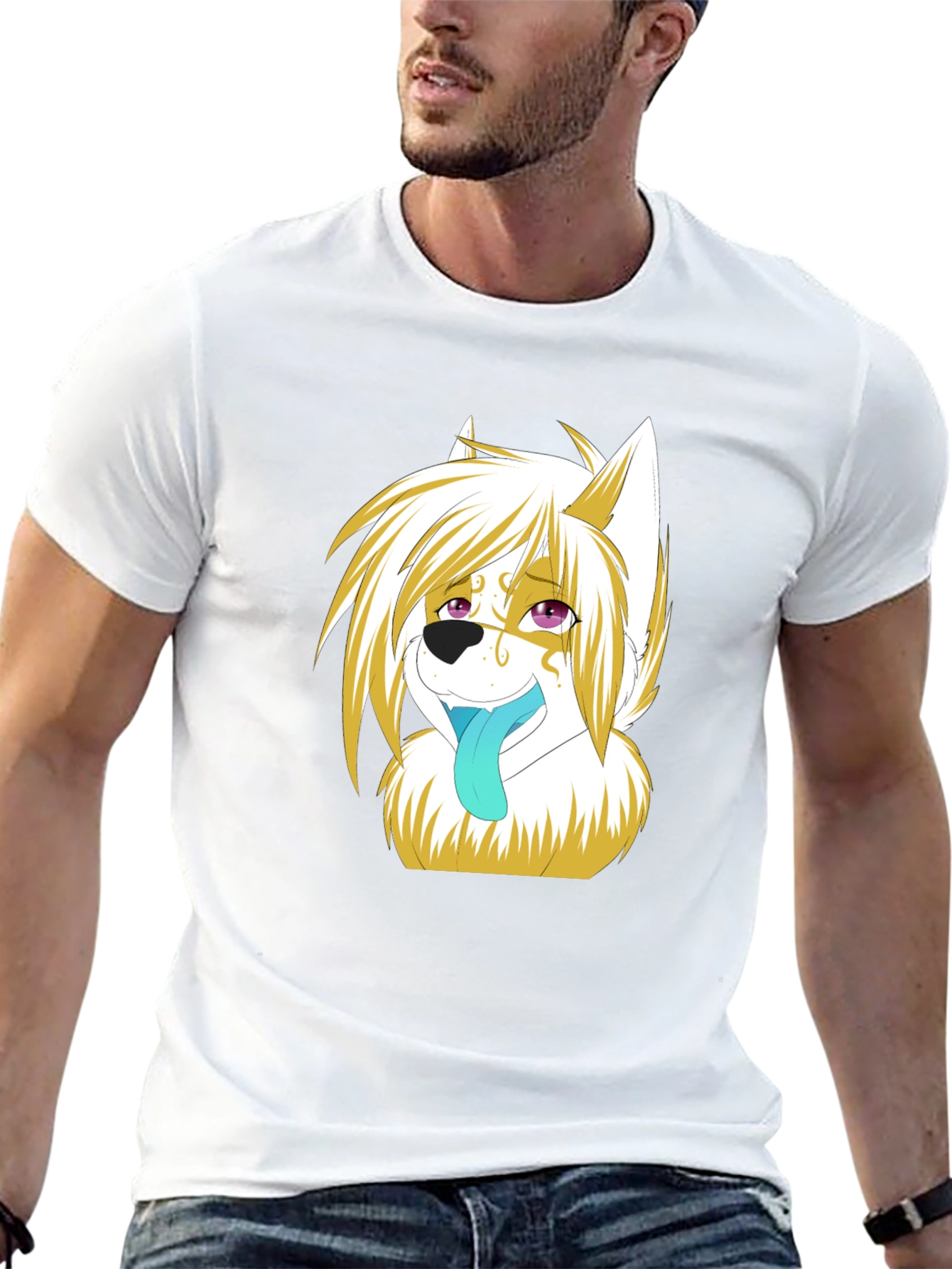 Anime Wolf Graphic Black T-Shirt