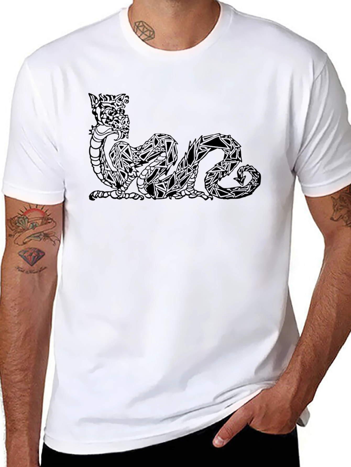 Geometric Dragon Graphic T-Shirt