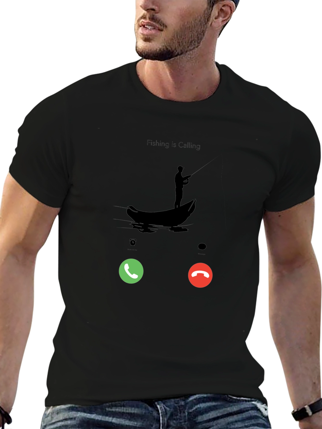 Fishing is Calling Black T-Shirt