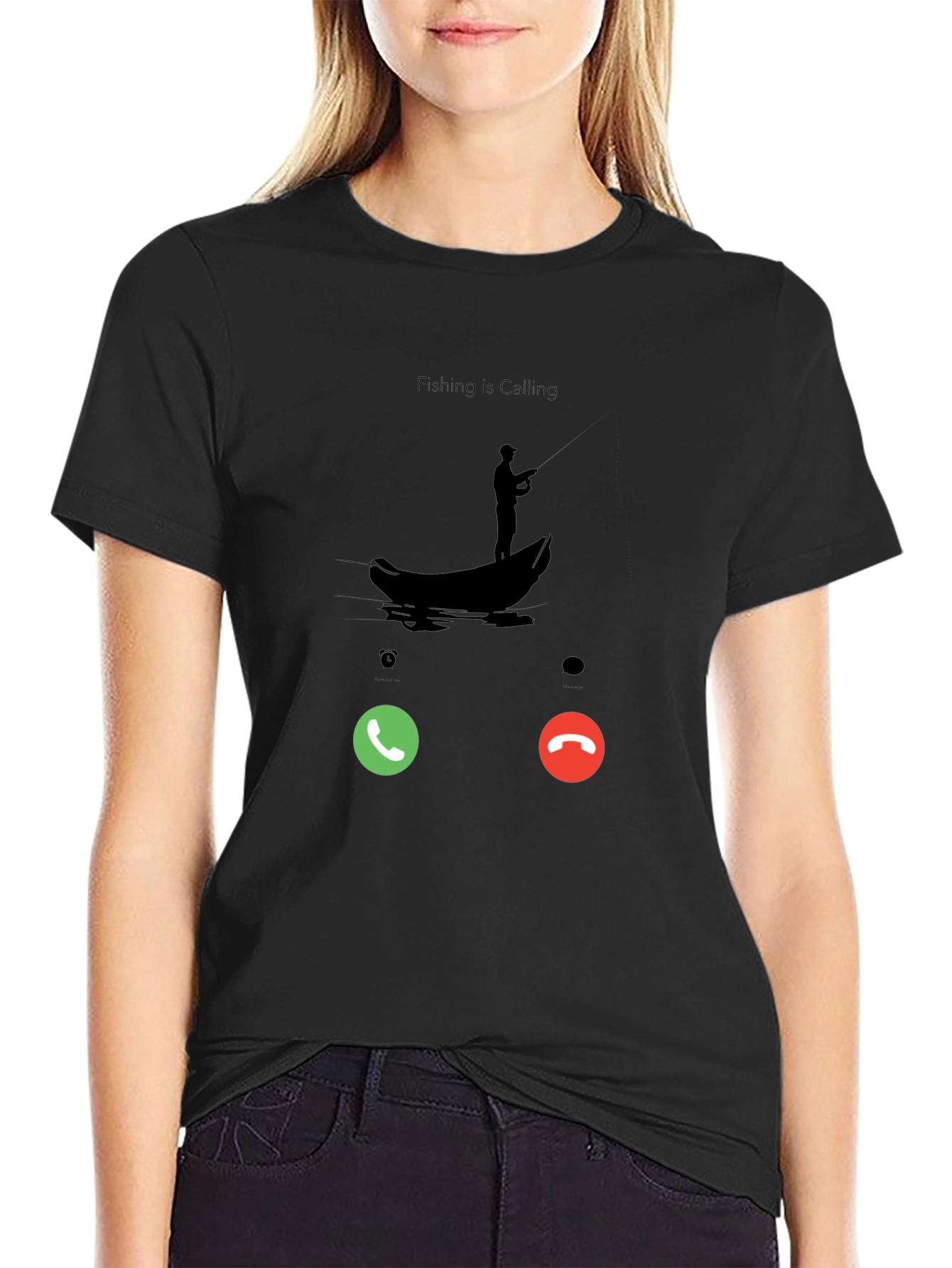 Fishing is Calling Black T-Shirt