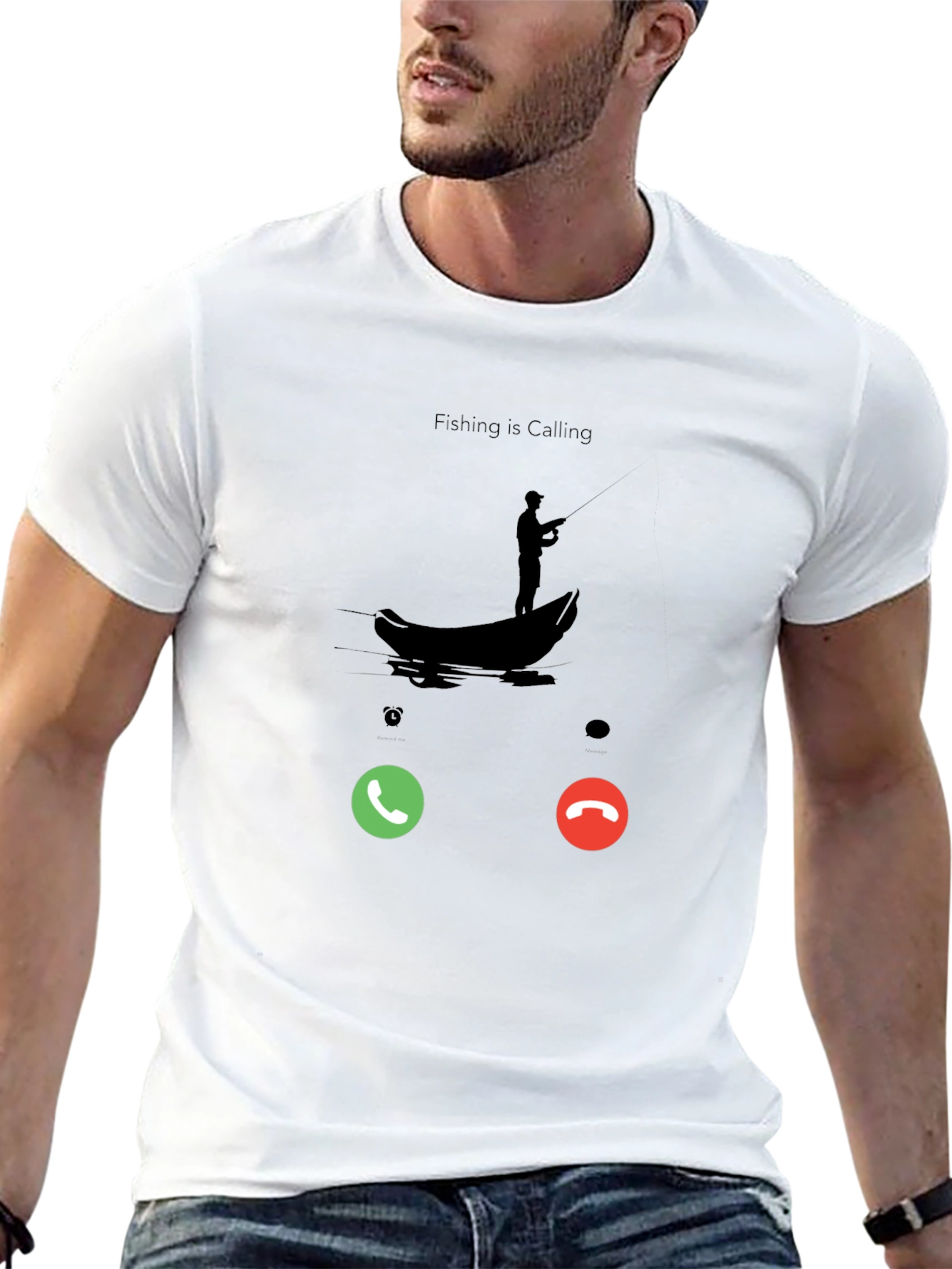 Fishing is Calling Black T-Shirt